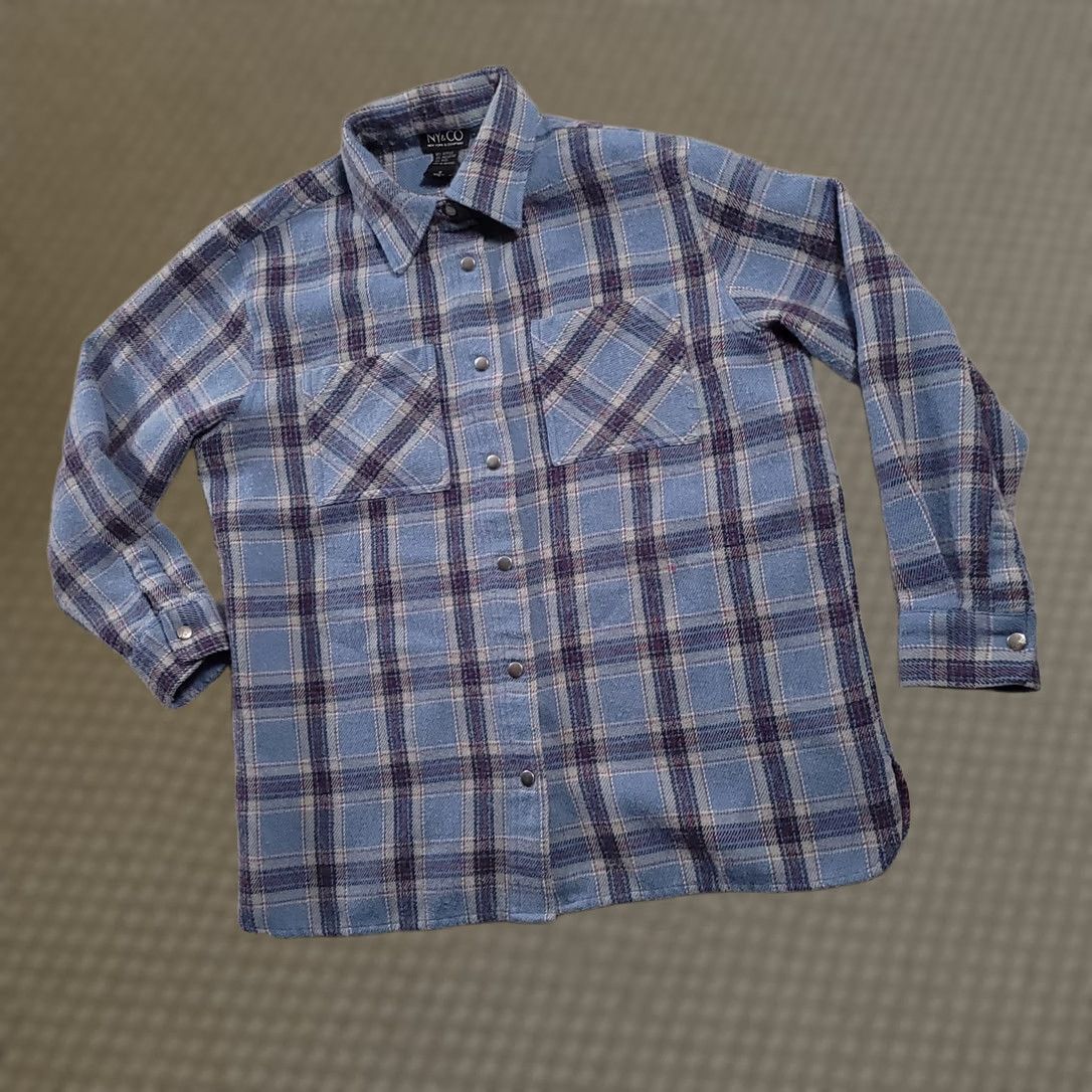 CO VINTAGE NY & CO Plaid Wool Blend Snap Shirt Shacket L/S Men’s Small Blue Wool Blend 90s Outdoor Womens? Size US S / EU 44-46 / 1 - 1 Thumbnail