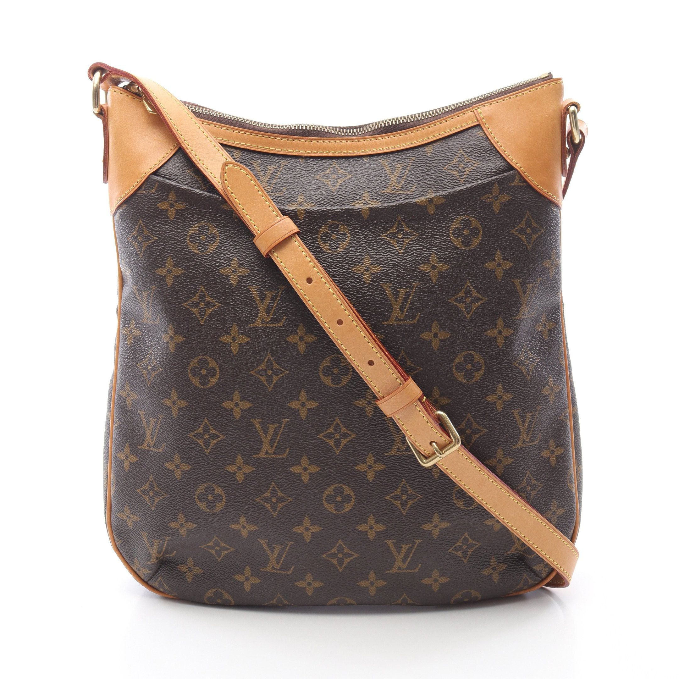 Louis Vuitton Odeon Mm Monogram Shoulder Bag Leather Brown