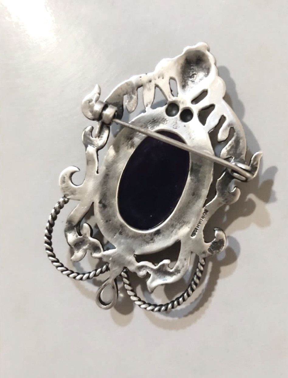 Other Vintage Art Nouveau Sterling Silver Brooch with Amethyst Size ONE SIZE - 3 Thumbnail