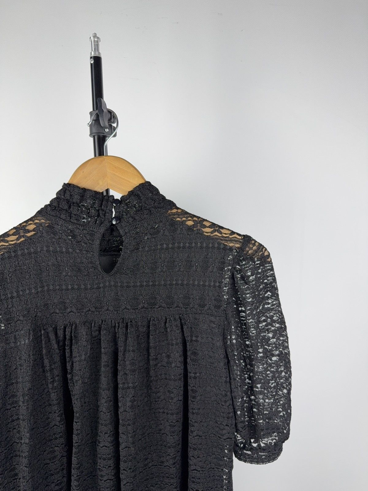 Japanese Brand Victorian Avant Garde Gothic Black Lace Smocked Tunic Dress Size M / US 6-8 / IT 42-44 - 5 Thumbnail