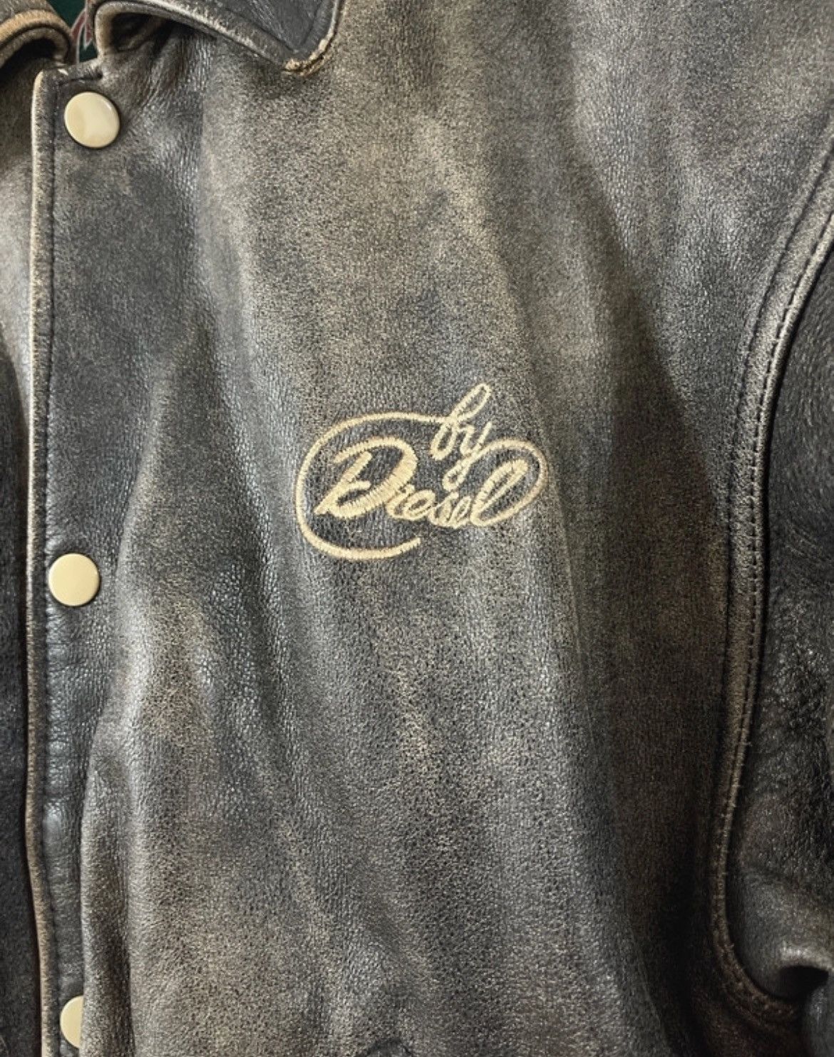 Diesel Diesel Vintage 90’s Leather Bomber Jacket Spellout Size US L / EU 52-54 / 3 - 3 Thumbnail