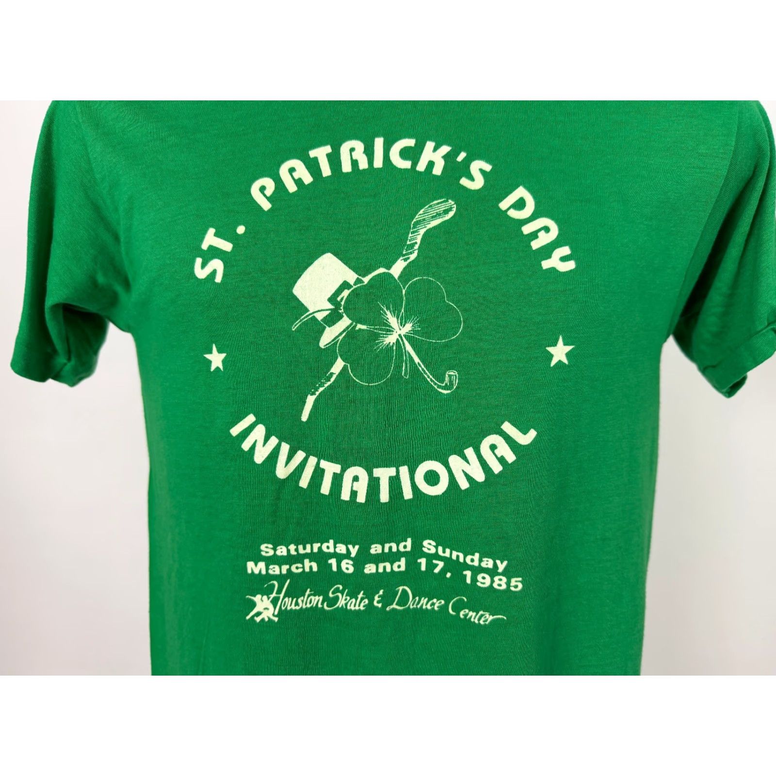 Vintage VINTAGE St Patrick's Day Shirt M Green Clover Leprechaun 1985 USA Screen Stars Men's T-Shirt Size US M / EU 48-50 / 2 - 2 Thumbnail