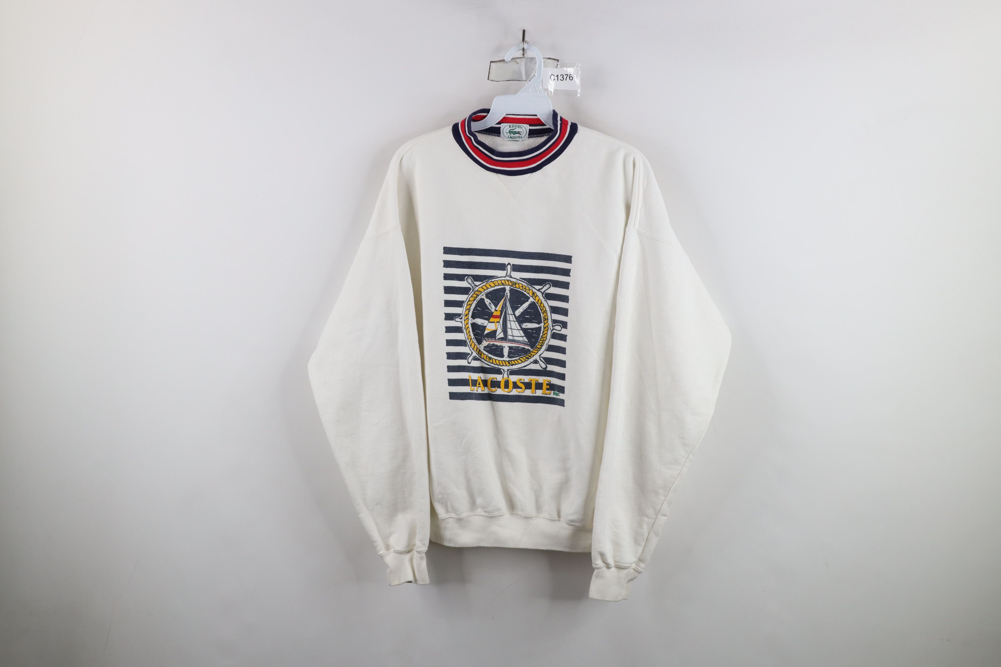 Lacoste × Vintage Vintage 80s Izod Lacoste Spell Croc Logo Sailing Sweatshirt Size US M / EU 48-50 / 2 - 1 Thumbnail