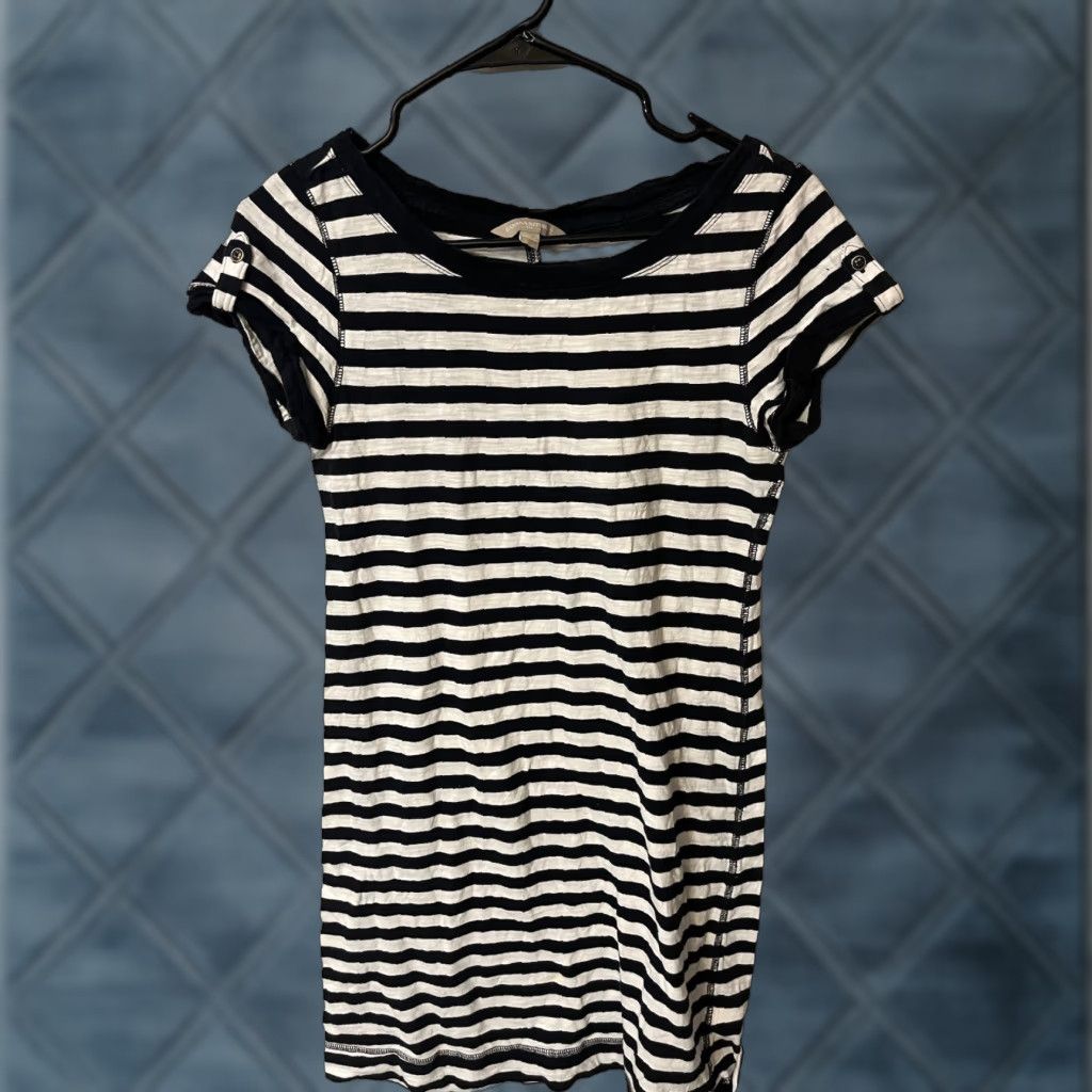 Banana Republic VINTAGE Banana Republic Mini Dress Womens Small Short Sleeve Black Striped Casual Party/Cocktail Size S / US 4 / IT 40 - 1 Thumbnail