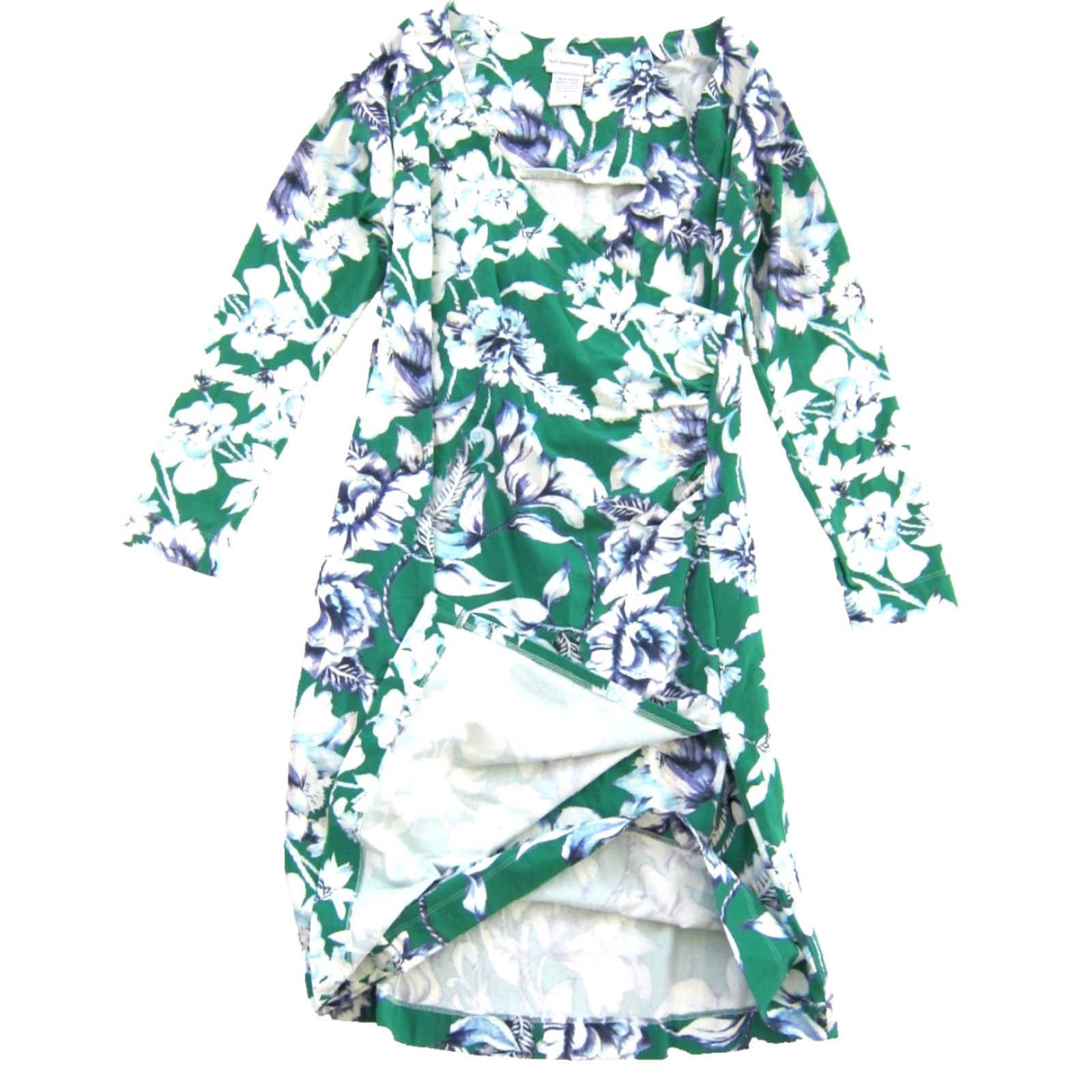 Soft Surroundings Soft Surroundings Shirt Dress M Green Floral Cotton Spandex Jersey Wrap Dress Knee Length 95% cotton 5% spandex Womens Vintage No N/A Size M / US 6-8 / IT 42-44 - 5 Thumbnail