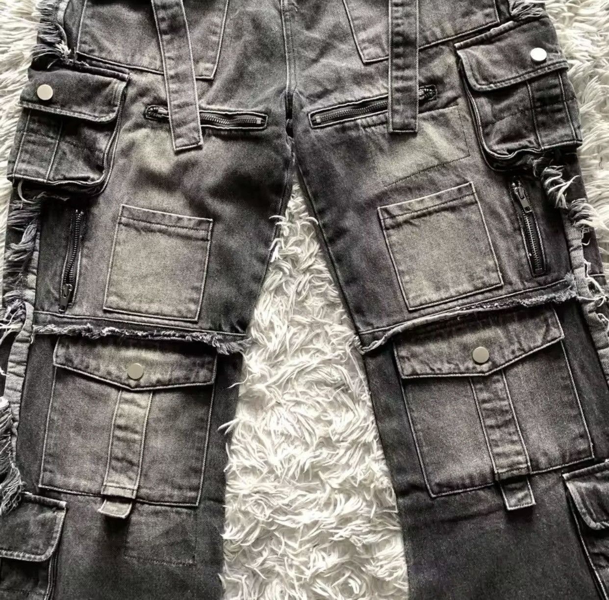 Other New Heavy Industry Punk Multi-Pocket Harajuku Washed Jeans Size US 34 / EU 50 - 4 Thumbnail