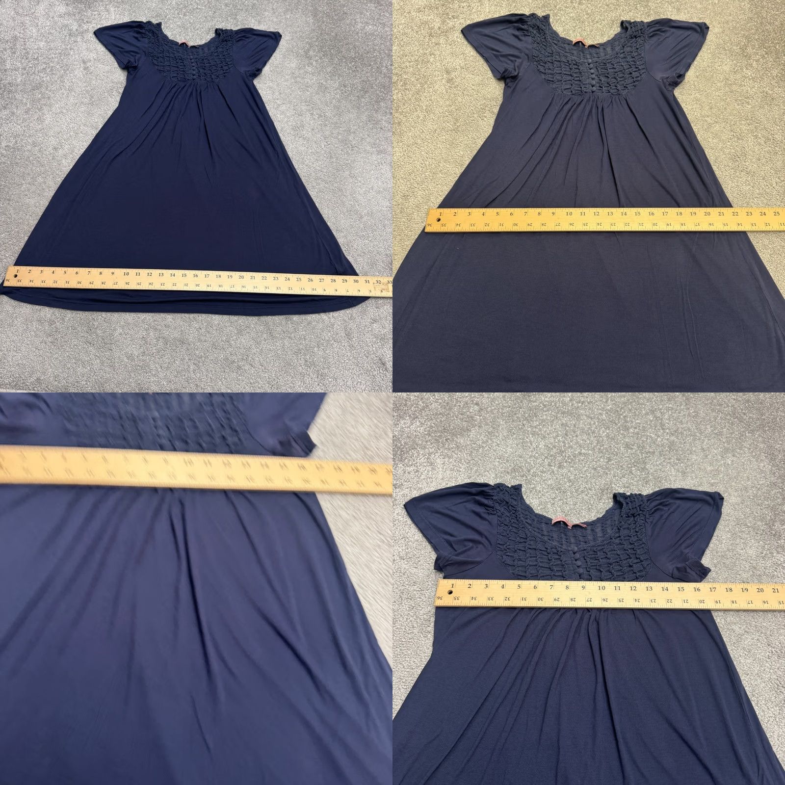 Juicy Couture Juicy Couture Dress Womens Medium Navy Blue Smocked Knit Flutter Sleeve A-Line Size M / US 6-8 / IT 42-44 - 9 Thumbnail