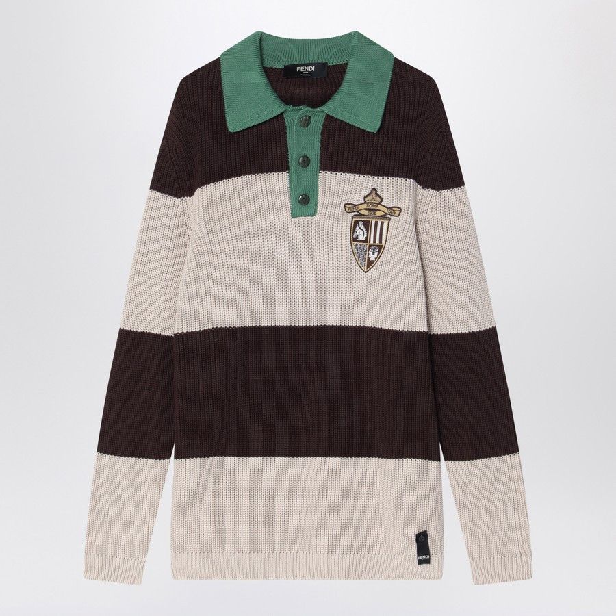 Fendi o1d2blof0226 Cotton Polo Shirt in Brown/Beige Size US S / EU 44-46 / 1 - 1 Thumbnail