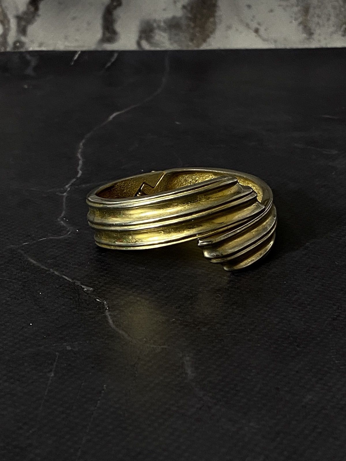 Vintage 80s Chunky Ribbed Gold-Tone Bracelet