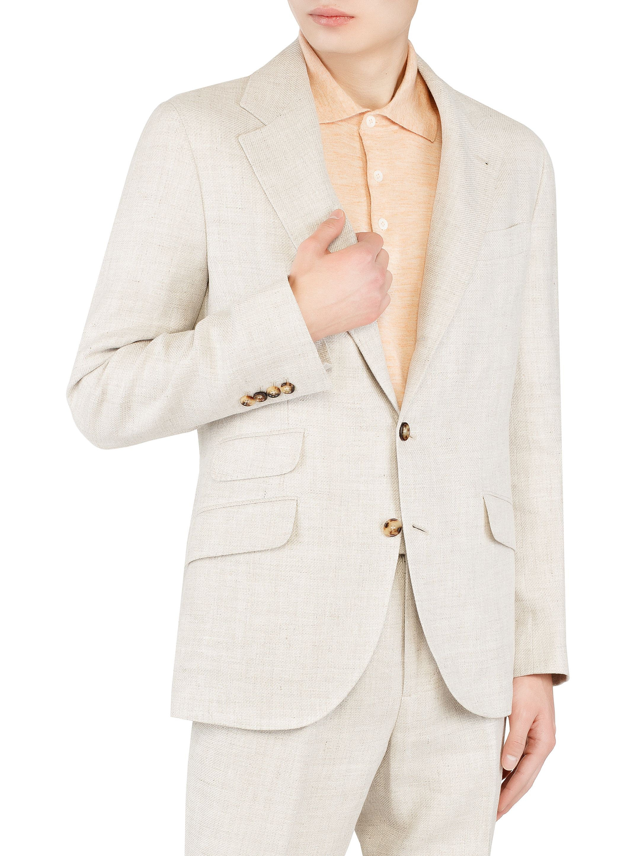Brunello Cucinelli o1y0526 Single-breasted Suit in Light Beige Size US S / EU 44-46 / 1 - 3 Thumbnail