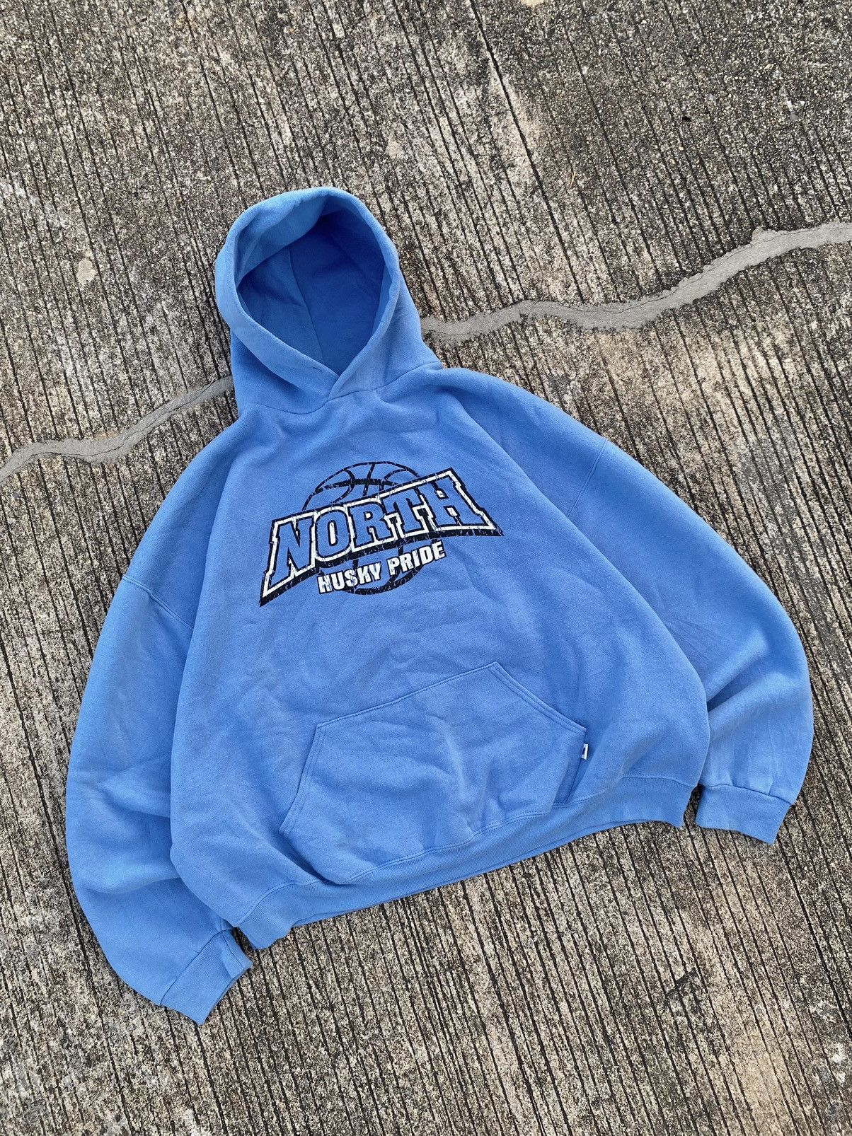 Vintage VTG Baby Blue Russell Athletic Hoodie Size US XXL / EU 58 / 5 - 3 Thumbnail