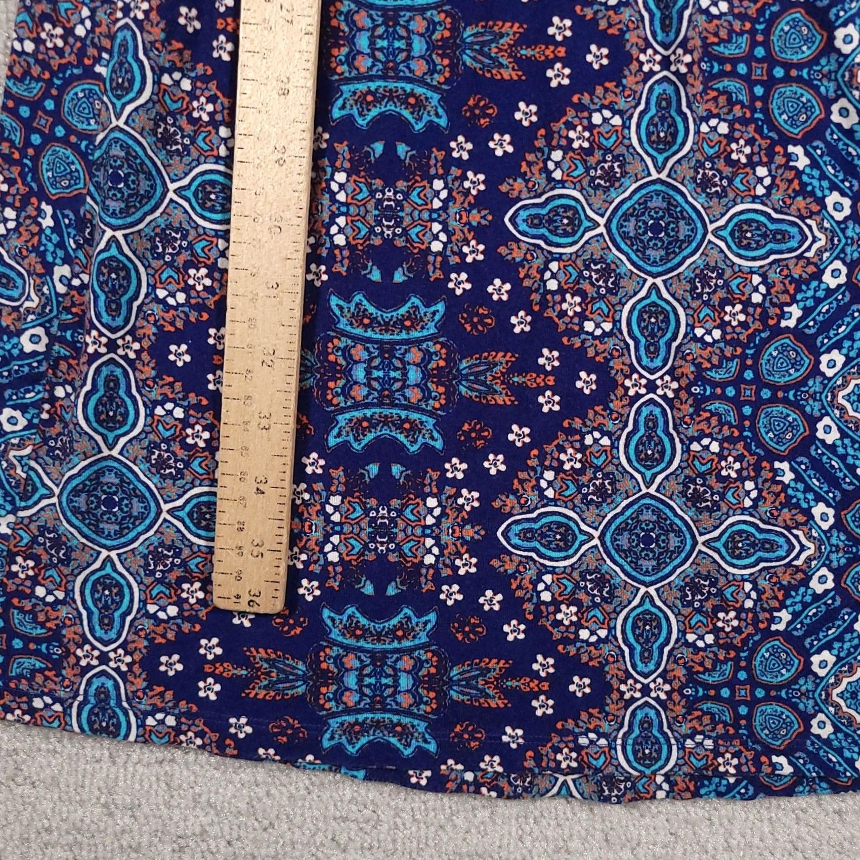 Vintage VINTAGE Artisans NY Skirt Womens M Blue Boho Maxi Stretch Geometric Pattern Rayon Size 32" / US 10 / IT 46 - 7 Thumbnail