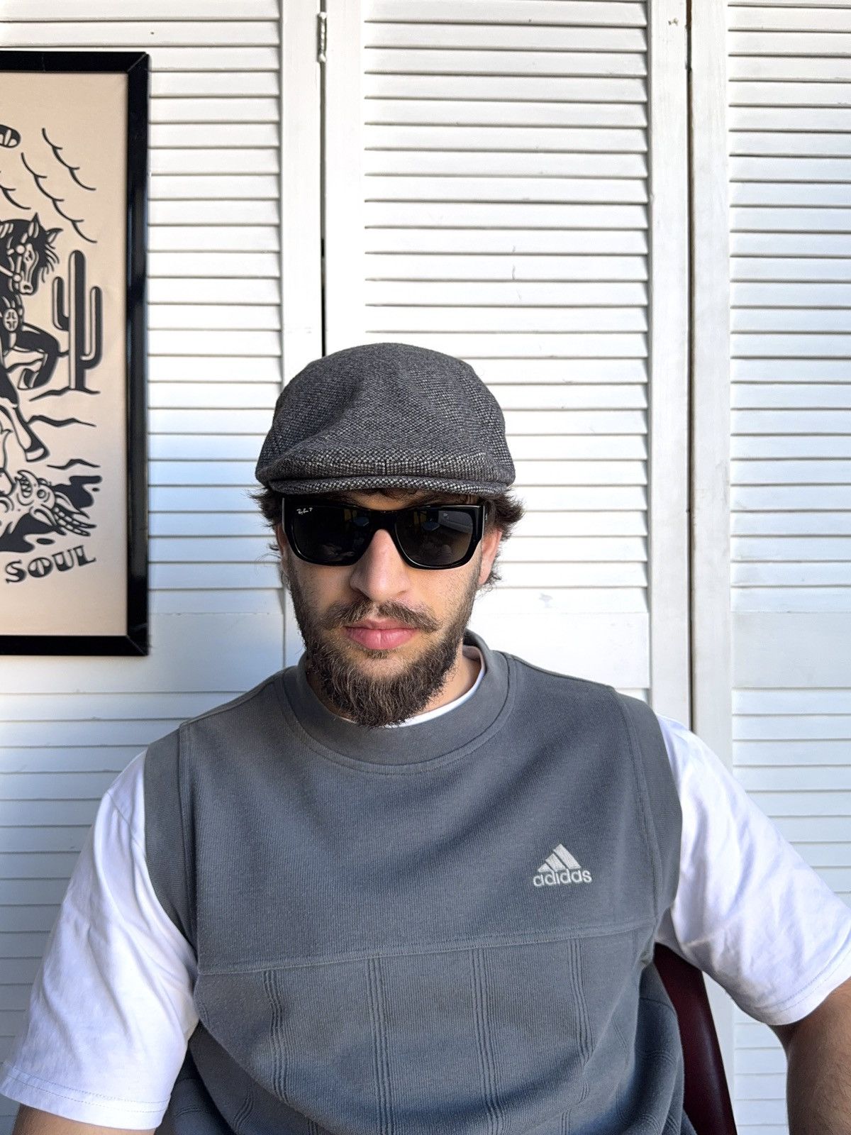 C&A Vintage C&A Wool Blend Ivy Cap Flat Cap Gray Herringbone Size ONE SIZE - 2 Thumbnail