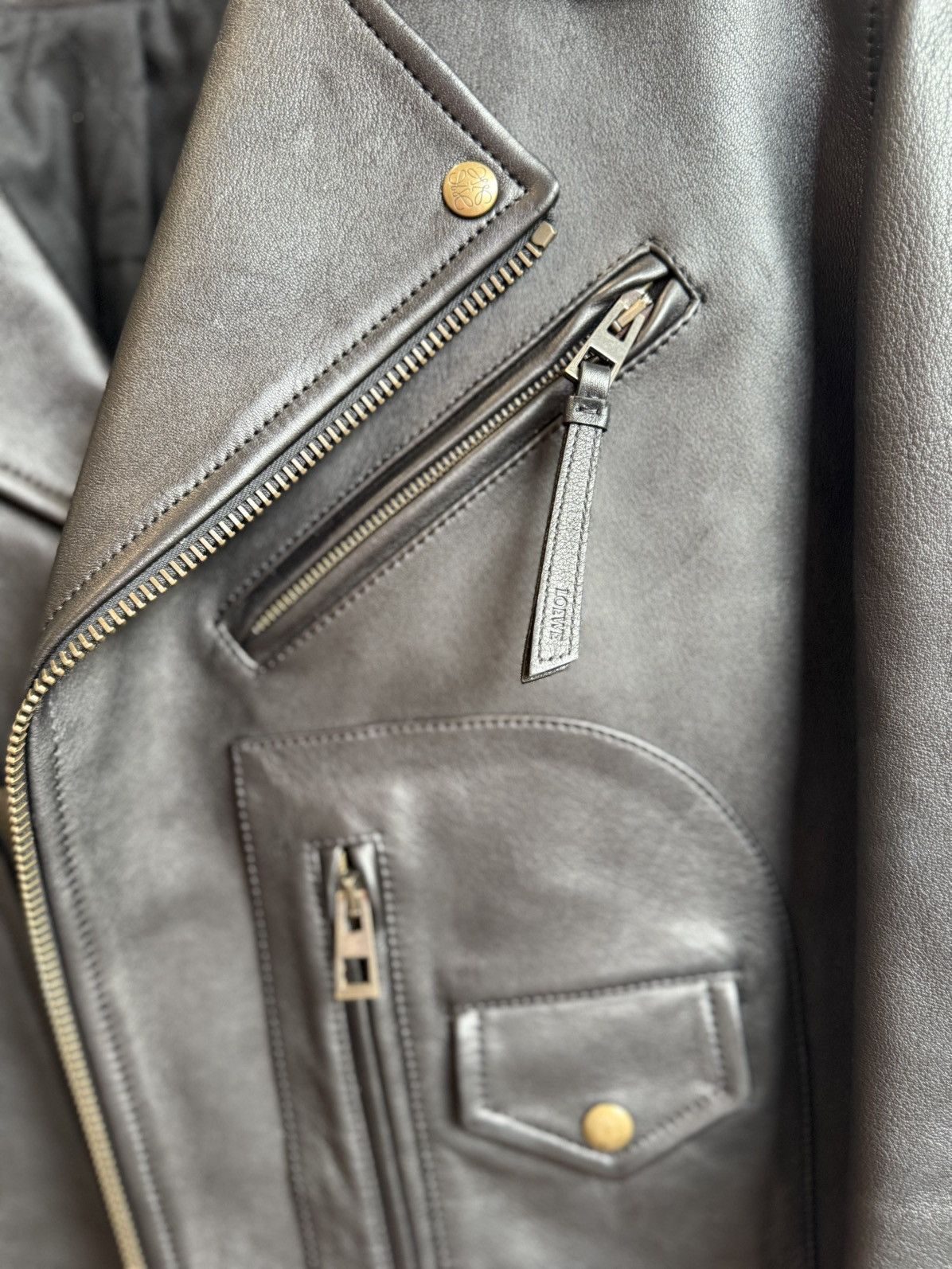 Loewe LOEWE Zip-Up Long Sleeved Leather Biker Jacket Size US M / EU 48-50 / 2 - 4 Thumbnail
