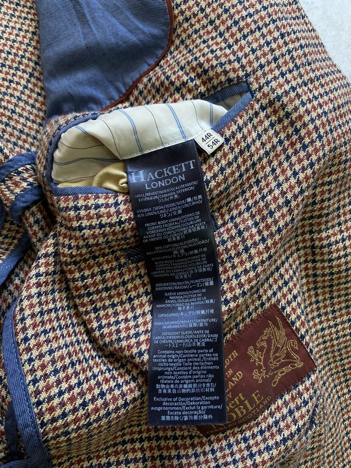 Hackett Hacket London Robert Noble Red/Blue Check Silk/Linen Blazer Size 44R - 13 Thumbnail