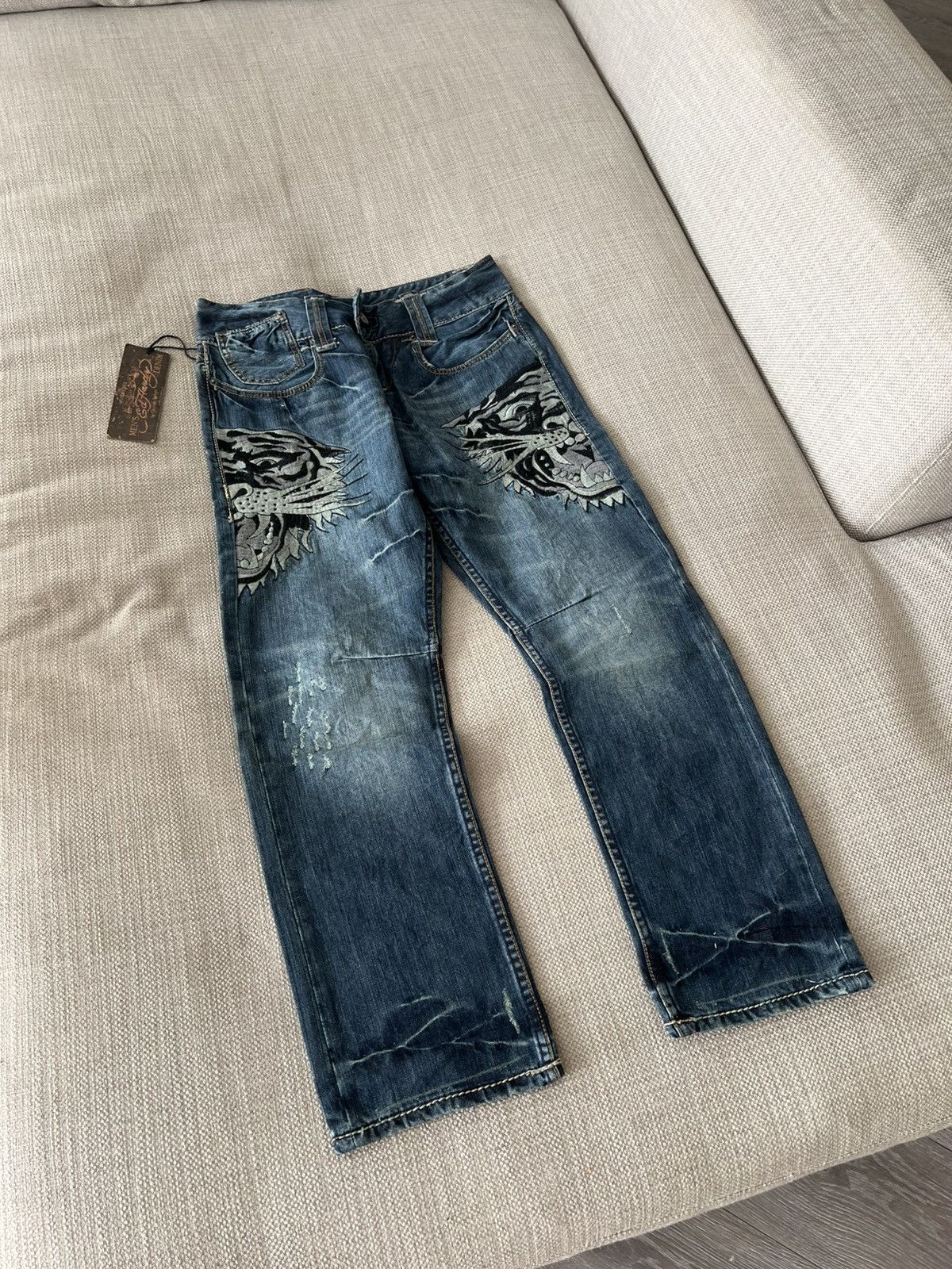 Ed Hardy Vintage Ed Hardy Tiger Denim Jeans Y2K by Christian Audigier Size US 32 / EU 48 - 3 Thumbnail
