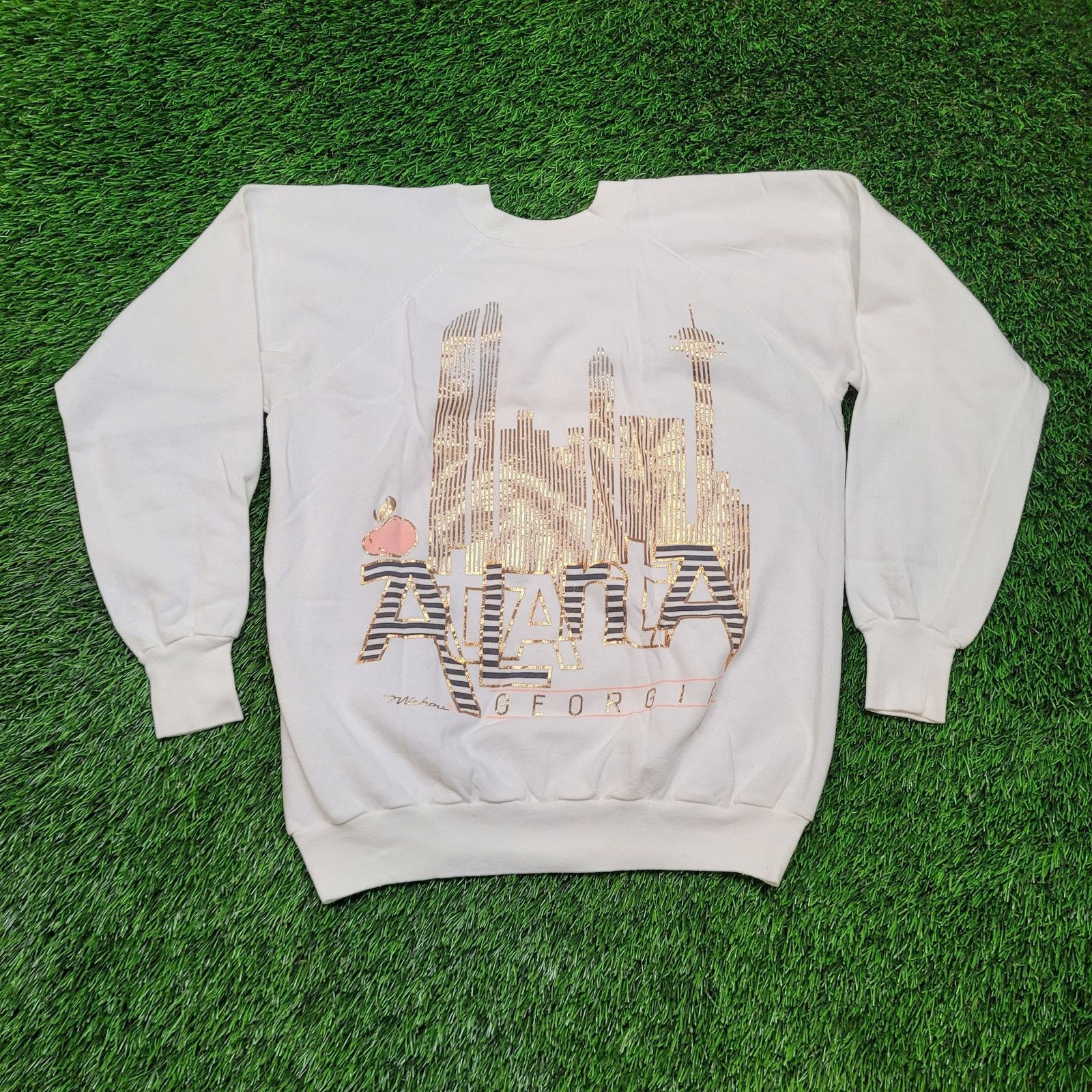 Vintage VTG 80s Atlanta Skyline Sweatshirt Boxy Womens L Metallic Size L / US 10 / IT 46 - 1 Thumbnail