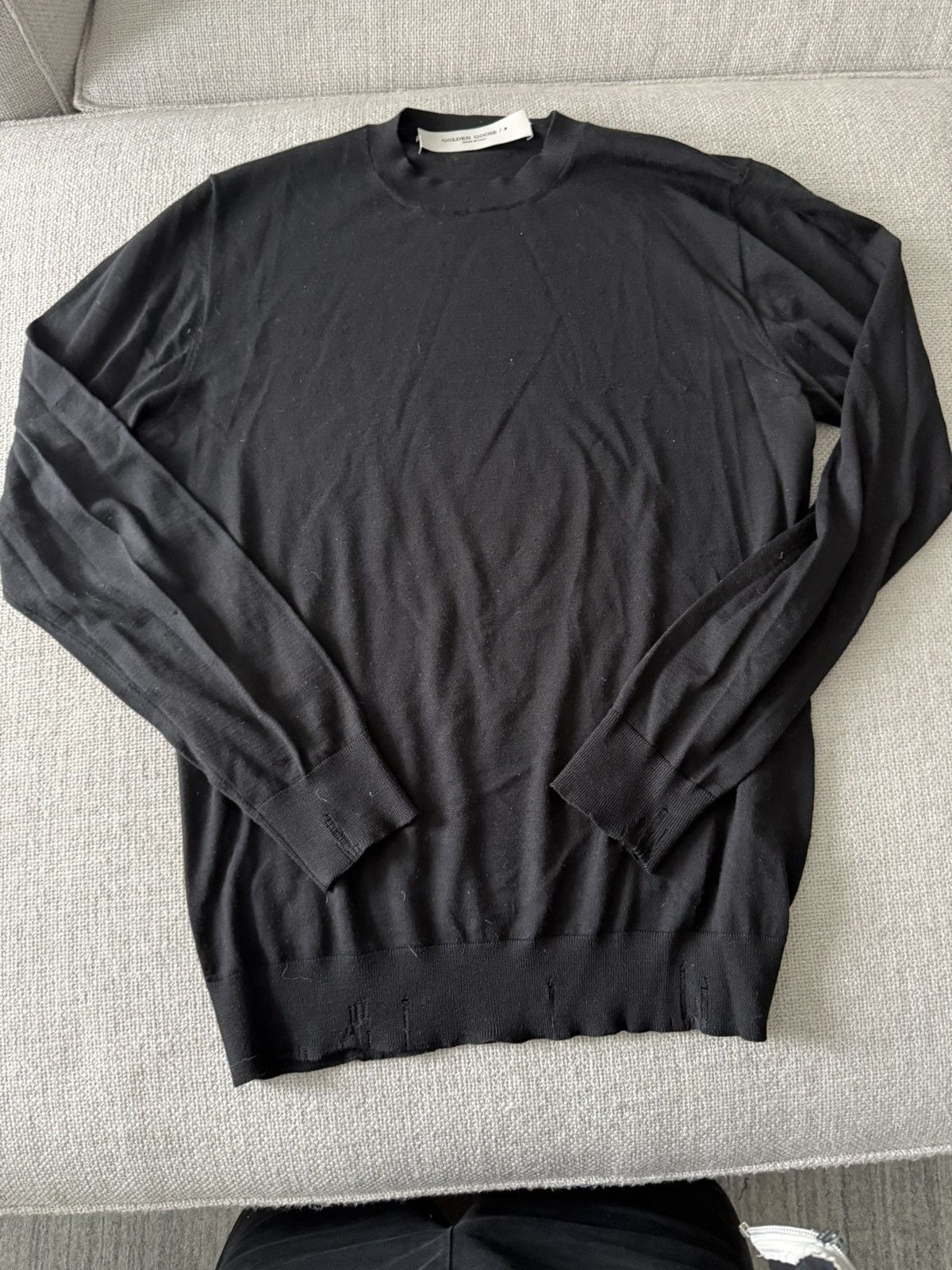 Golden Goose Golden Goose Distressed Crewneck Sweater — Black Size US M / EU 48-50 / 2 - 1 Thumbnail