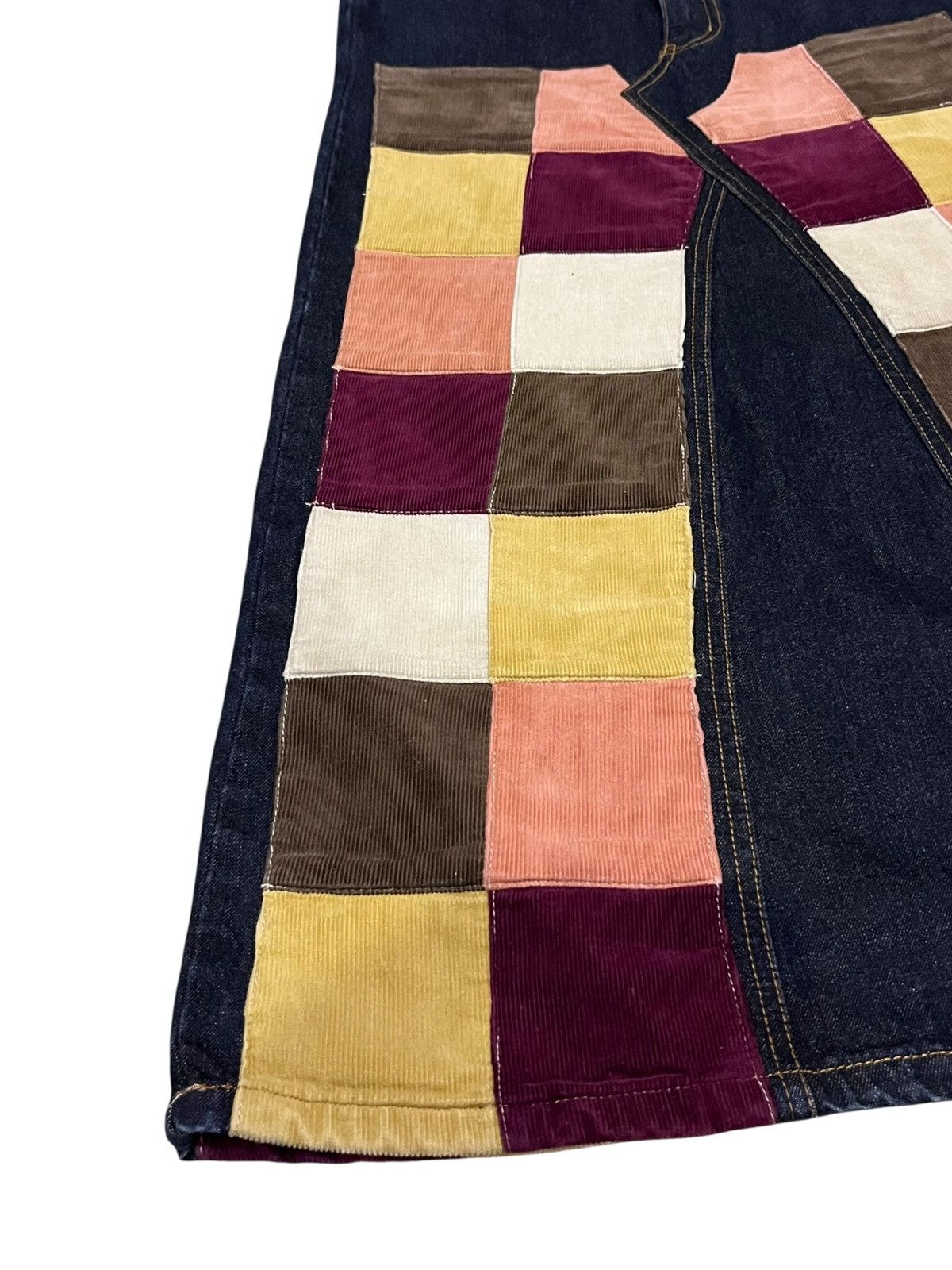 Designer Avant Garde Multicolour Patchwork Double Knee Midi Skirt Size 26" / US 2 / IT 38 - 3 Thumbnail