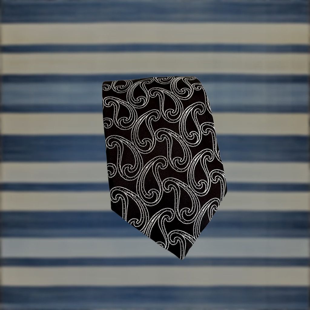 Armani Armani Collezioni Tie Men Black 100% Silk Paisley 59 inches Classic Size ONE SIZE - 1 Thumbnail