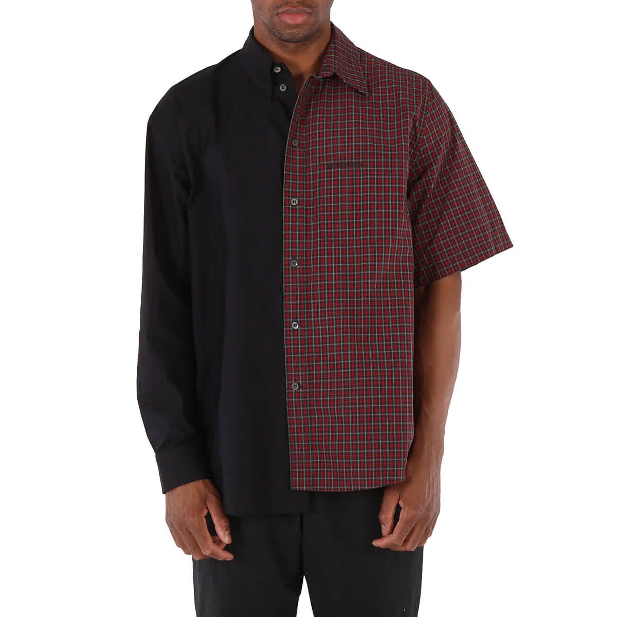 o1y1224 Two Tone Check Cotton Shirt in Red/Black