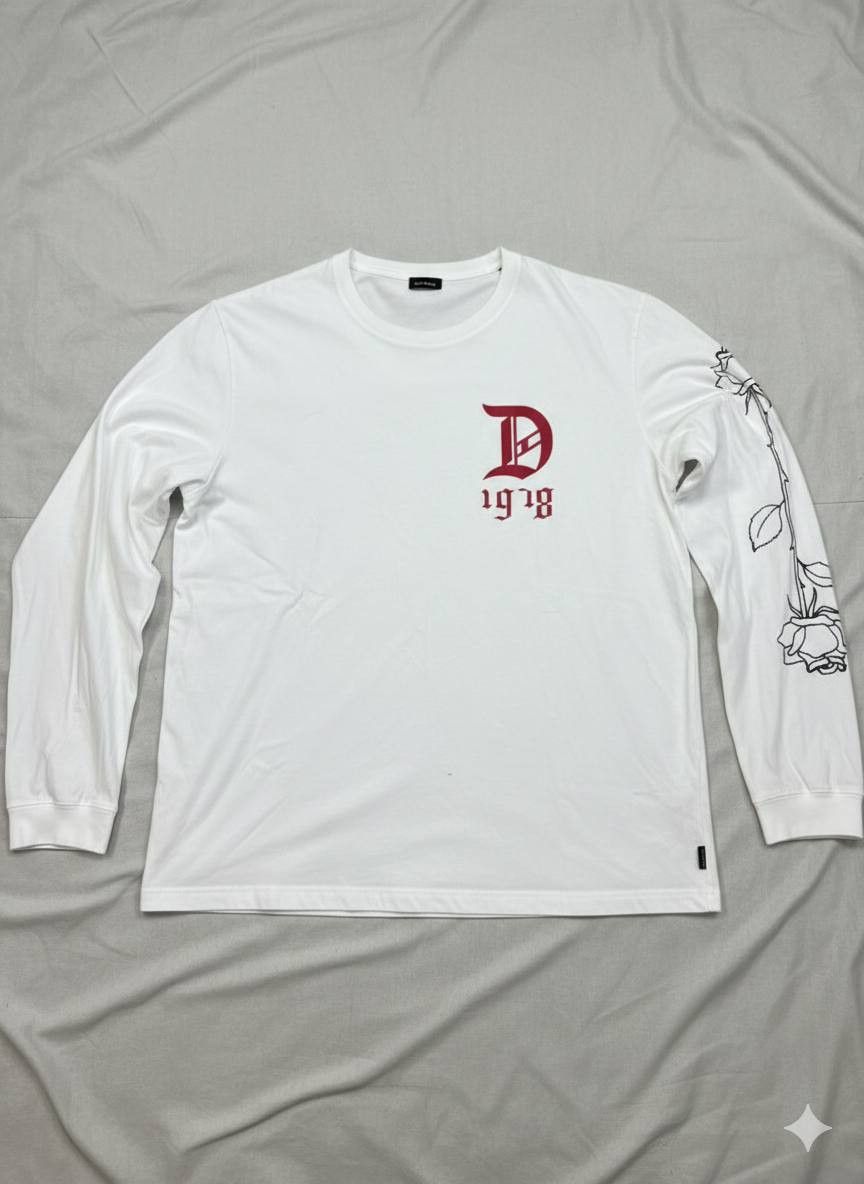 Diesel Diesel Gothic D 1978 Graphic Long Sleeve Rose Print Tee Size US XXL / EU 58 / 5 - 1 Thumbnail