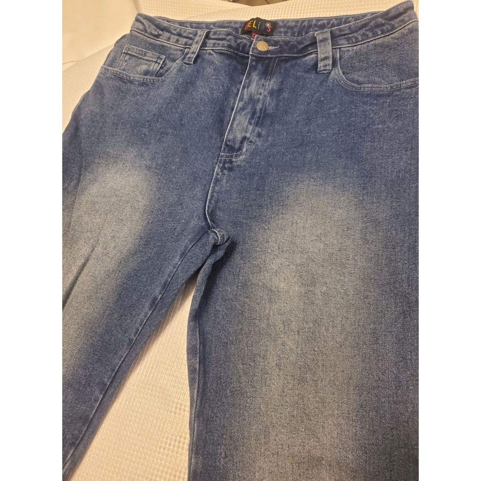 Dolls Kill VINTAGE Delia's By Dolls Kill Tall Bell Bottom High Rise Jeans XXL Blue Distressed Hippie 1990s Size 40" / US 18 - 5 Thumbnail