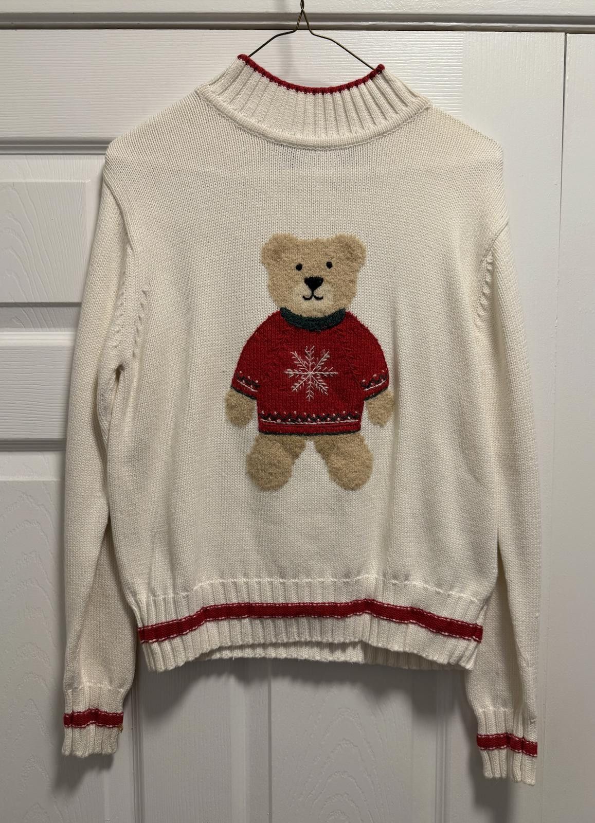Designer Cozy Liz Claiborne Holiday Sweater with Bear Design - Size S Size S / US 4 / IT 40 - 2 Thumbnail