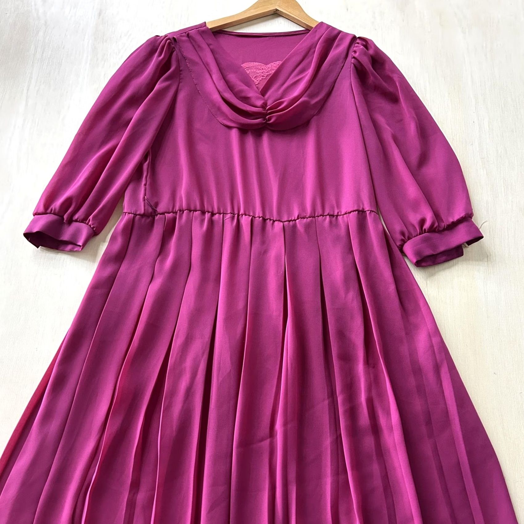 Pinko VINTAGE Dress Women M Pink Chiffon Cowl Neck Pleated Fit & Flare Long Party Size M / US 6-8 / IT 42-44 - 2 Thumbnail