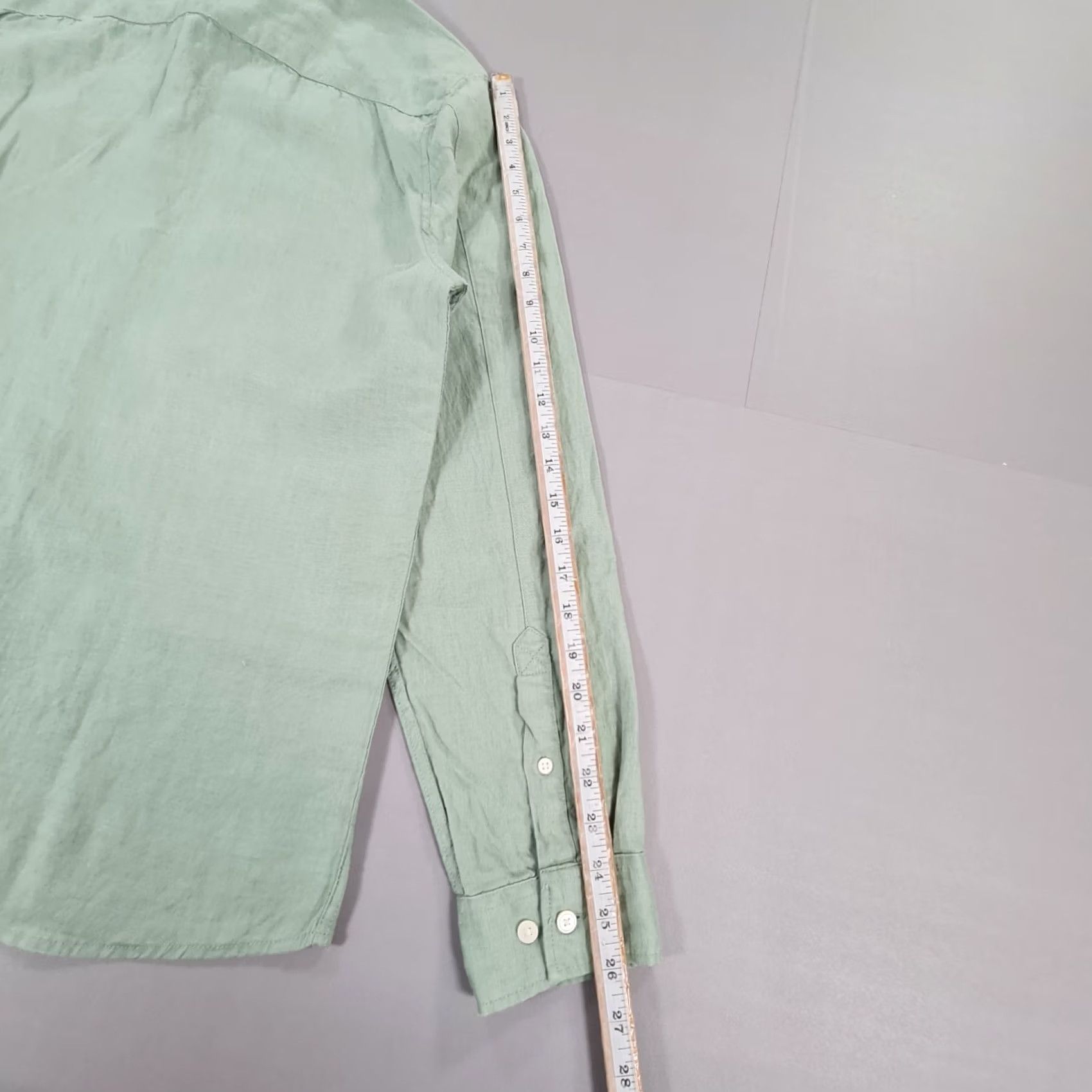 Vintage dobber Mens Shirt Green Medium Relaxed Fit 100% Linen Long Sleeve Button-Up Casual Winter Spring Summer Autumn Mens Size US M / EU 48-50 / 2 - 7 Thumbnail
