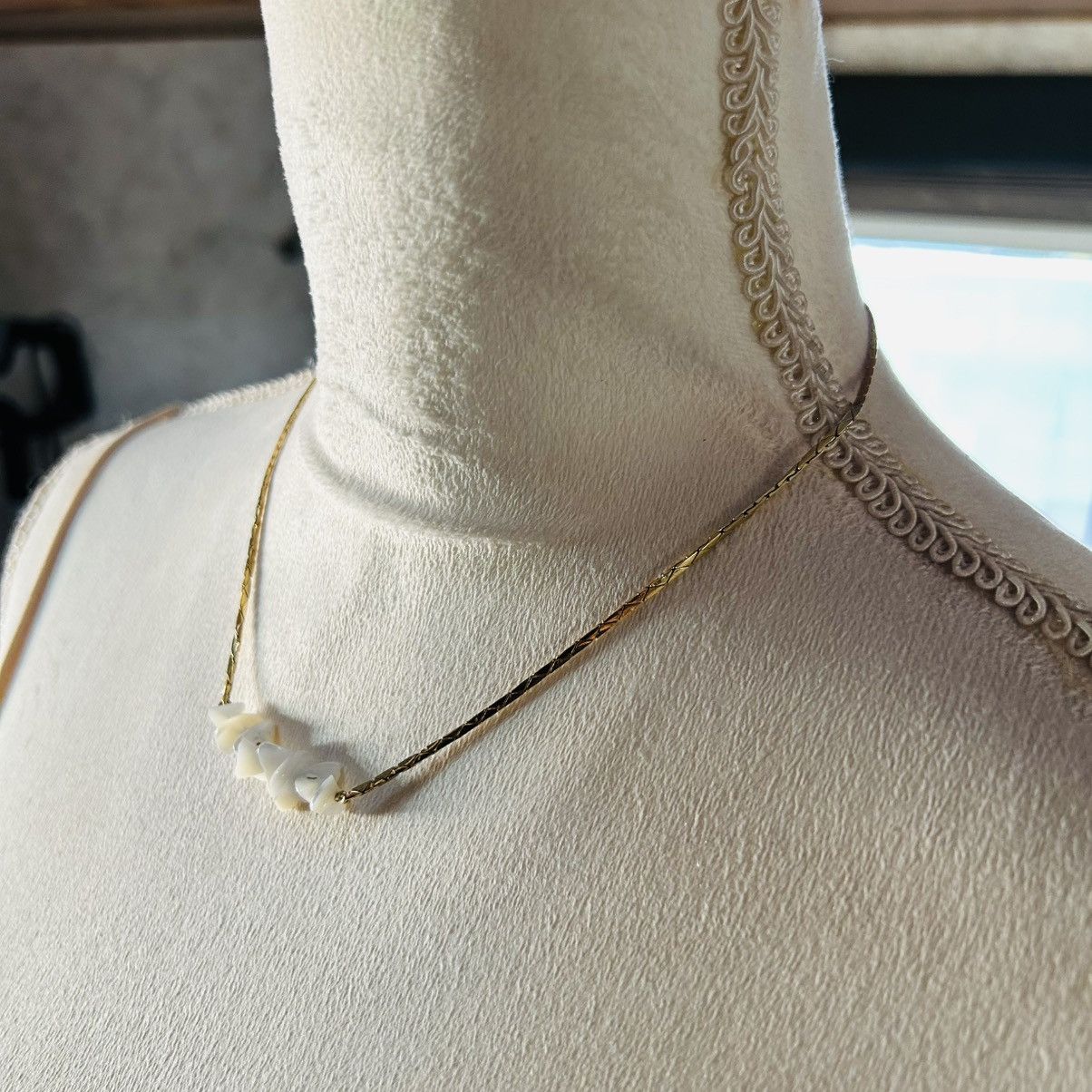 Jewelry Vintage milky quartz stone bar gold chain necklace Size ONE SIZE - 3 Thumbnail