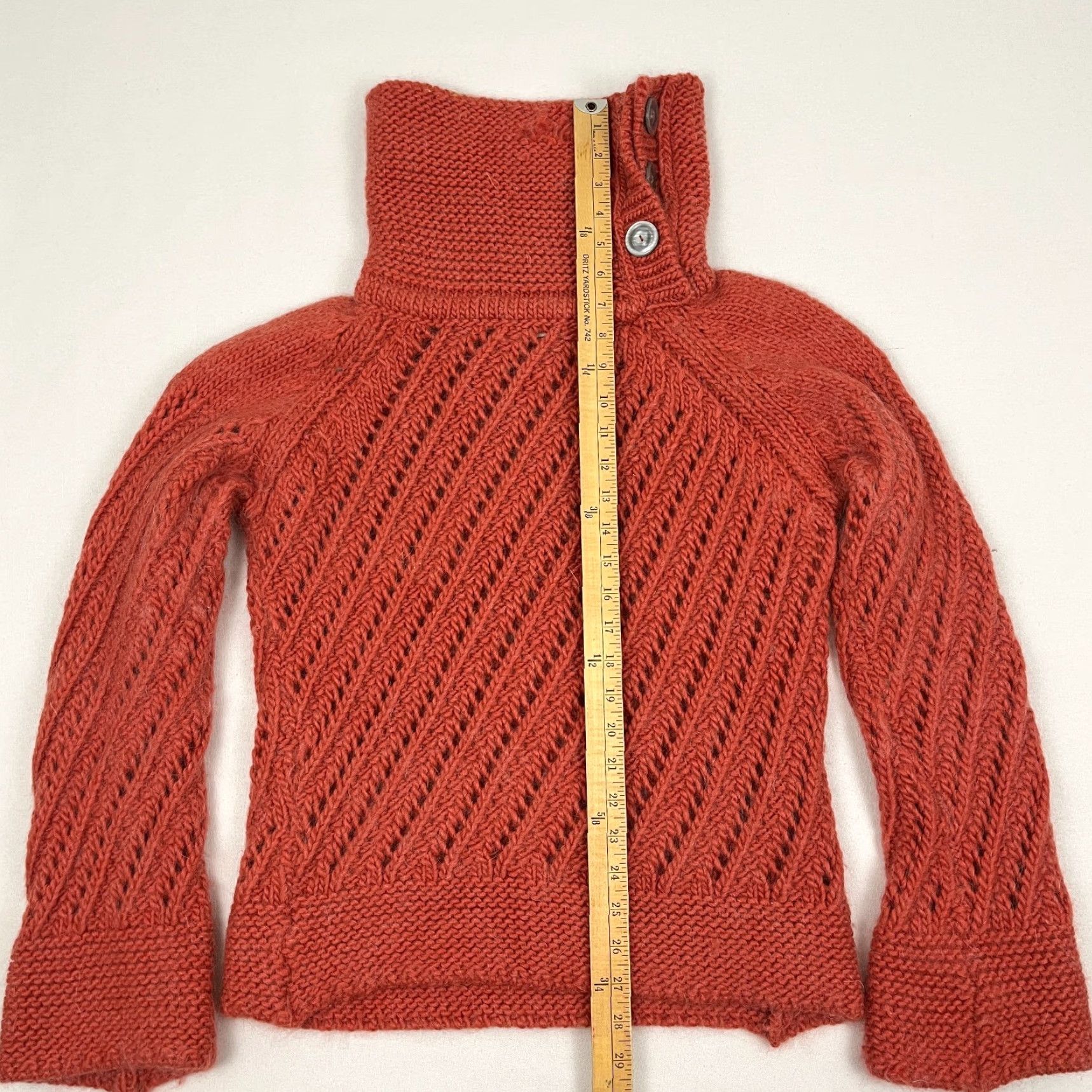 Vintage Fisherman Out of Ireland Sweater Womens M Orange Knit Virgin Wool Mohair Wool Blend Mock Funnel Long Sleeve Pullover Solid Size M / US 6-8 / IT 42-44 - 5 Thumbnail