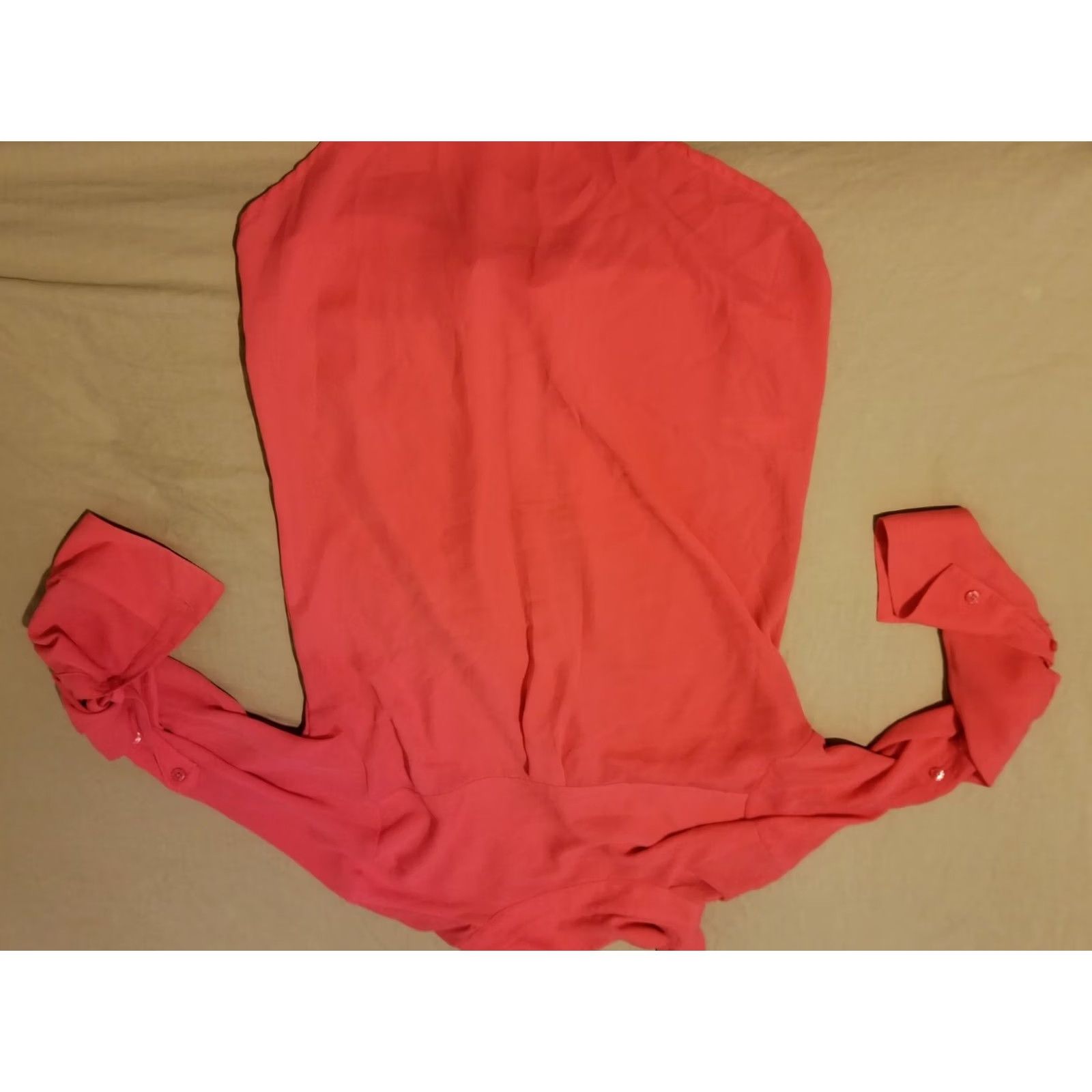 Express Express Dress Shirt Womens XS Red Button Blouse Size XS / US 0-2 / IT 36-38 - 6 Thumbnail