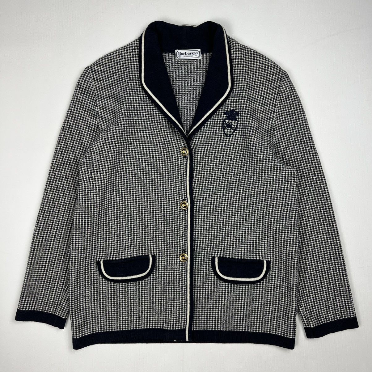 Burberry × Vintage Burberrys vintage 80s wool cardigan blazer Size L / US 10 / IT 46 - 1 Thumbnail