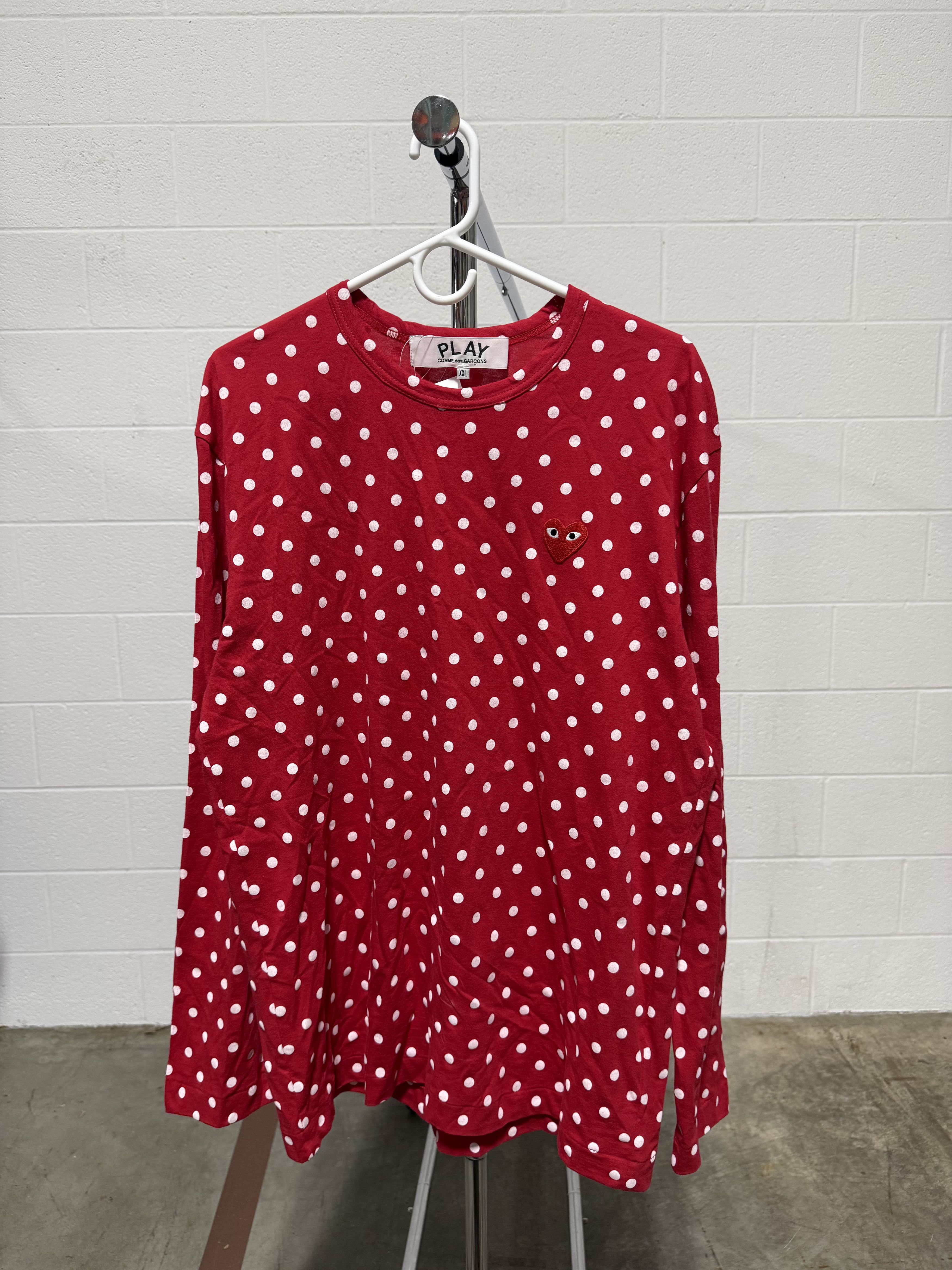 Comme des Garcons PLAY Comme des Garcons Polka Dot LS Tee 'Red' Size US XXL / EU 58 / 5 - 1 Thumbnail