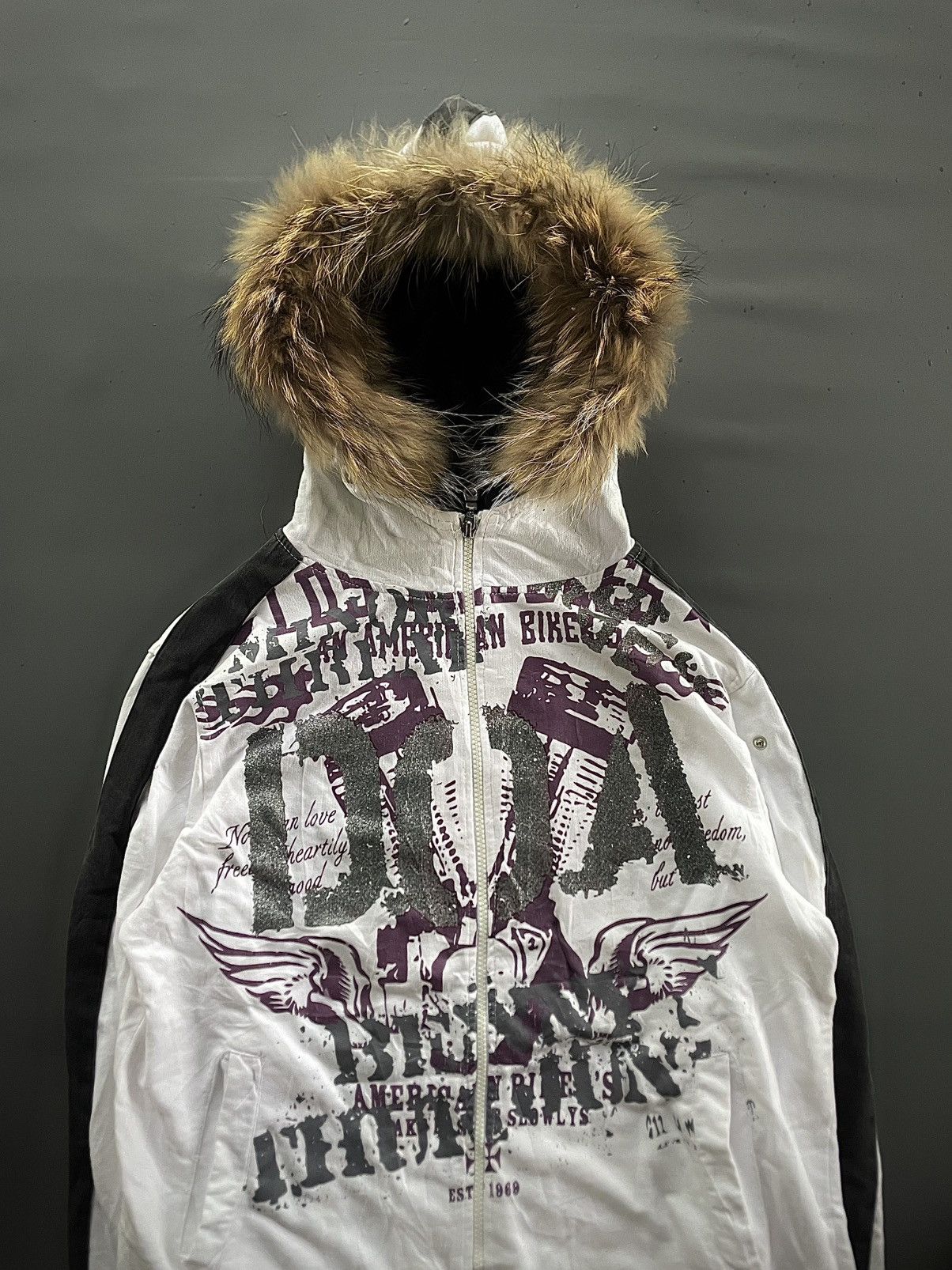 20471120 Japanese Poem Faux Fur Tornado Mart Grunge Ifisix Lgb Style Size US M / EU 48-50 / 2 - 4 Thumbnail