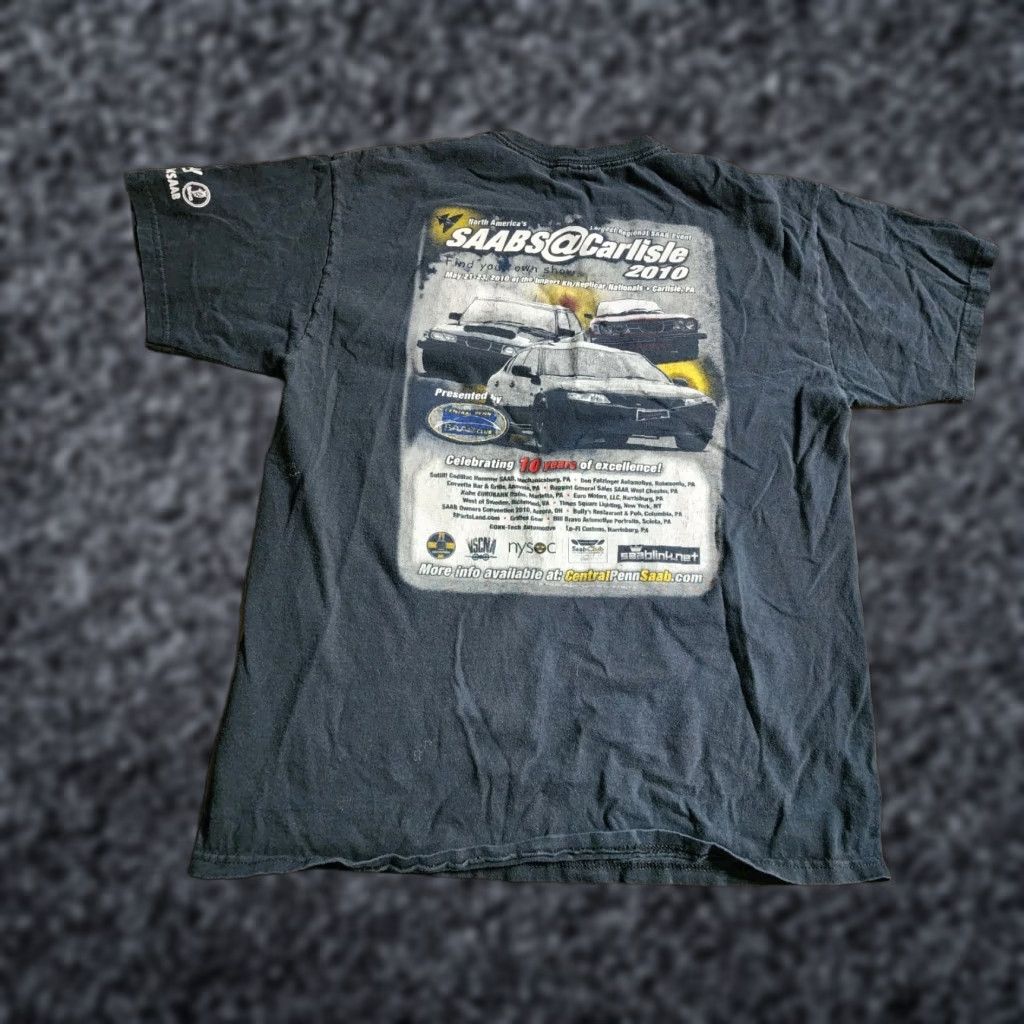 Gildan Retro Mens Shirt L Saab Carlisle 2010 Pocket Double Sided Distressed Size US L / EU 52-54 / 3 - 1 Thumbnail