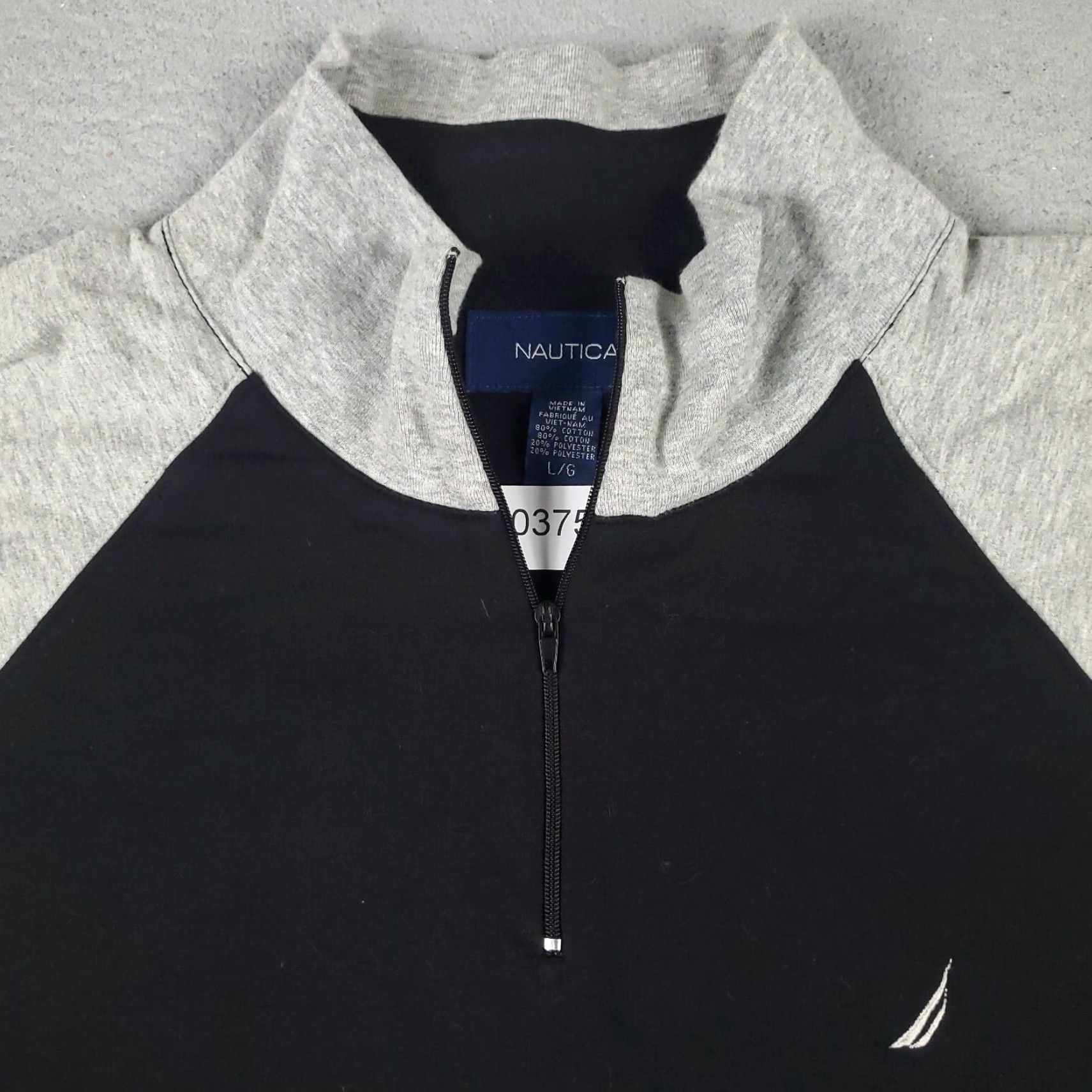Nautica Nautica Mens Large Gray Black Casual 1/4 Zip Up Pullover Sweatshirt Size US L / EU 52-54 / 3 - 2 Thumbnail