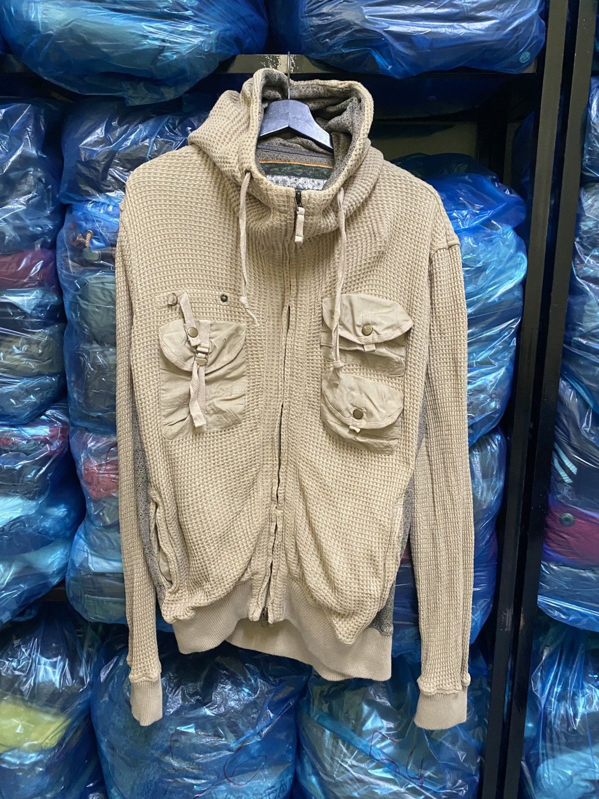 Japanese Brand VINTAGE MIYABI MISUBI RIBBED ACHIVE CARGO ZIP UP HOODIE Size US L / EU 52-54 / 3 - 1 Thumbnail