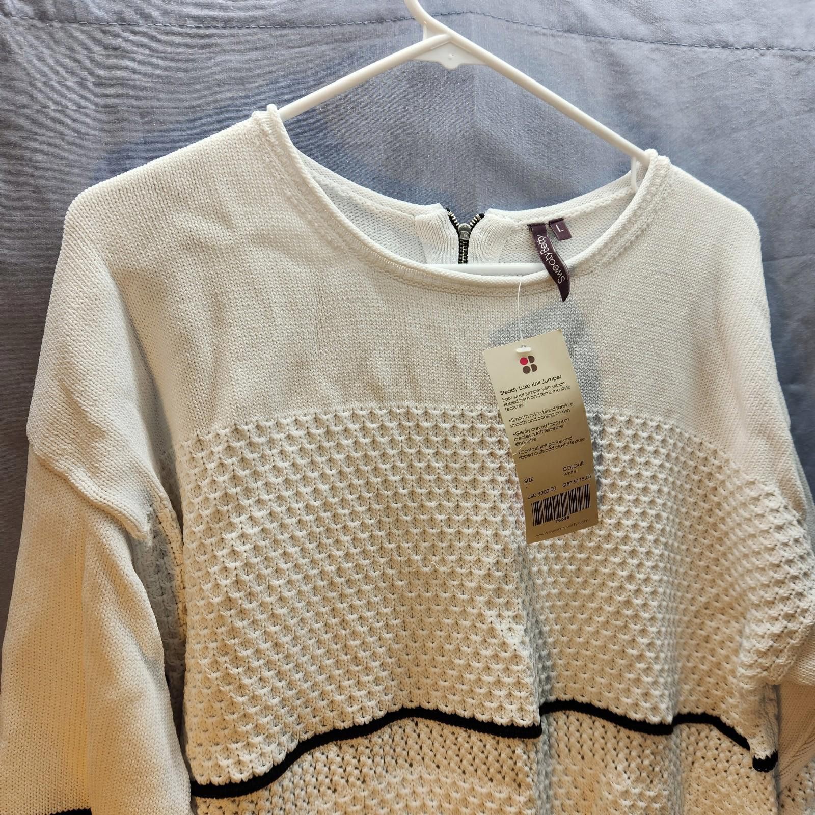 Designer Sweaty Betty Heavy Knit Sweater White Size Large New NWT Size L / US 10 / IT 46 - 2 Thumbnail
