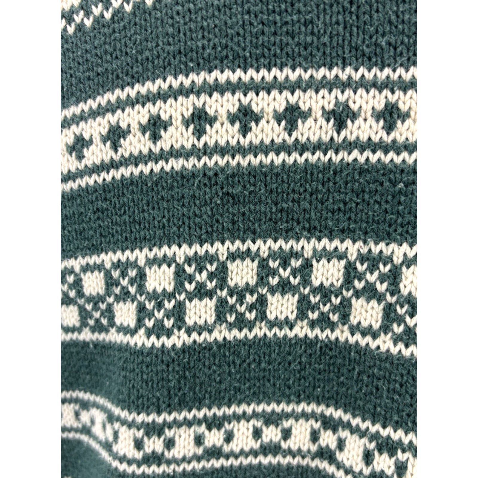 Gap VINTAGE Gap Snowflake Mock Neck Sweater L Women Green Pullover Knit Cotton Fair Isle 60s-90s style Size L / US 10 / IT 46 - 6 Thumbnail