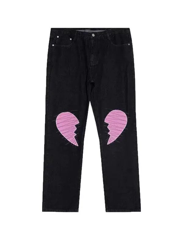 VIBE Loose Heartbreaker Line Applique Hip Hop Micro Flare Jeans Size US 30 / EU 46 - 6 Thumbnail