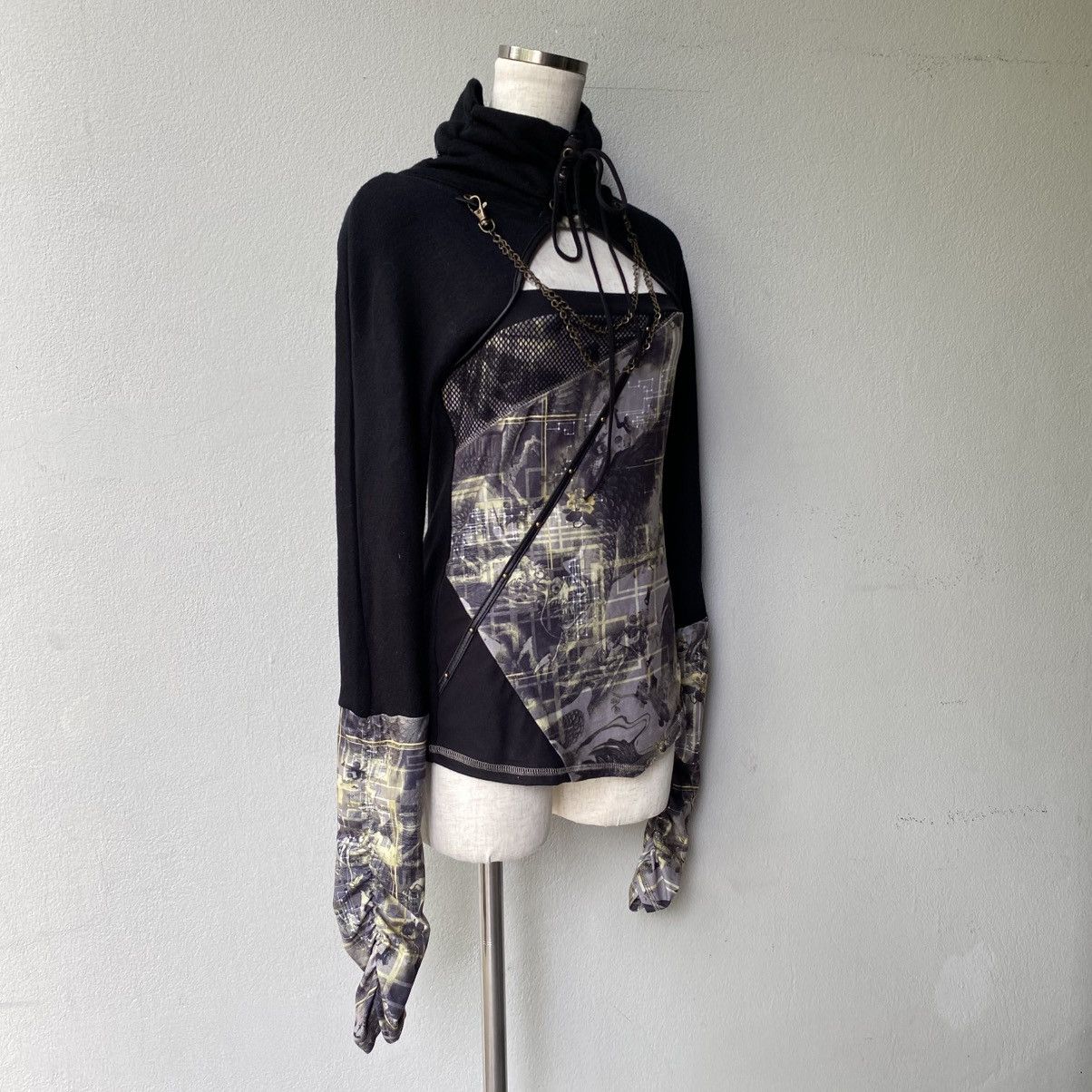 Japanese Brand OZZ CROCE Y2K Punk Black Dragon Print Layered Top Size S / US 4 / IT 40 - 23 Thumbnail