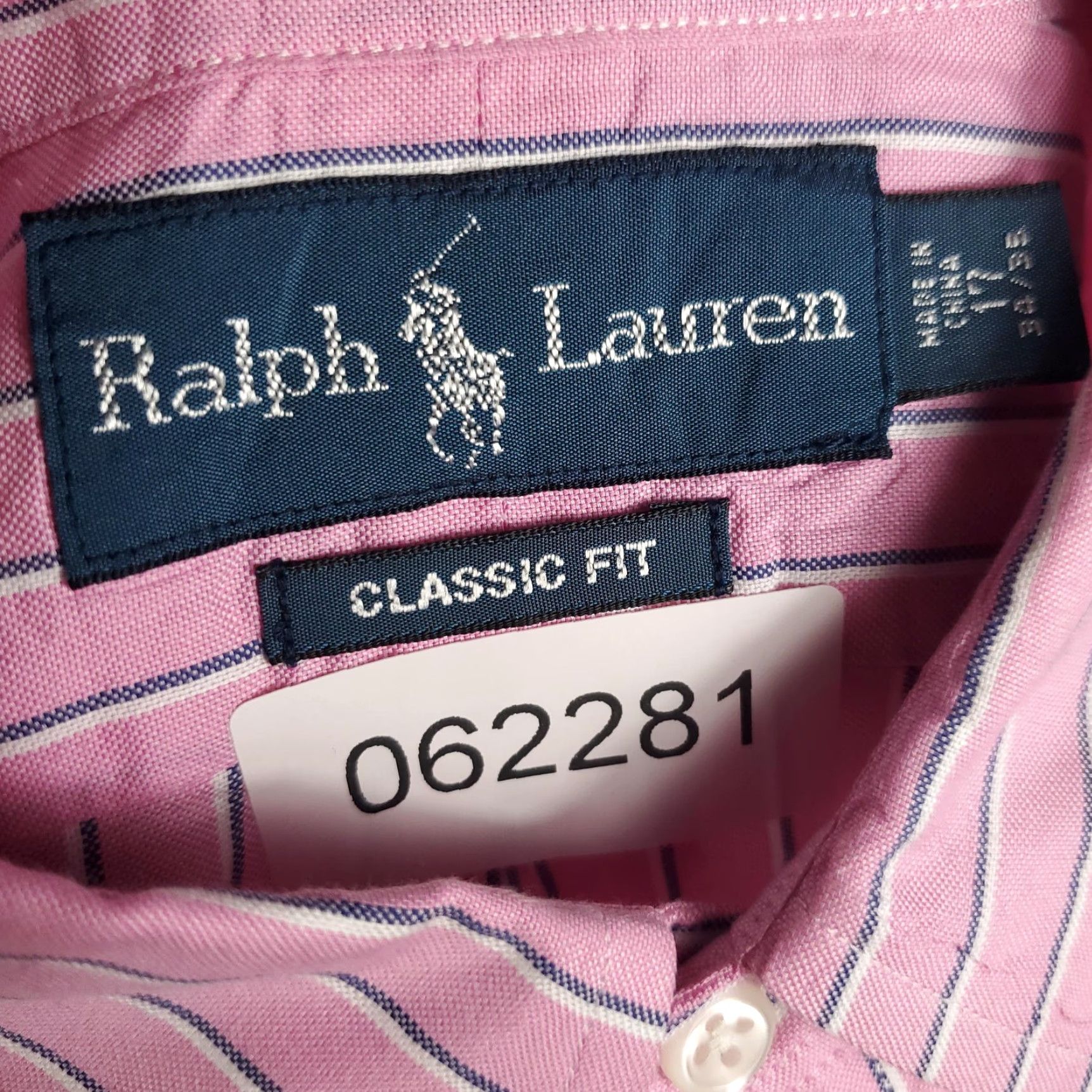 Ralph Lauren VINTAGE Ralph Lauren Men's Dress Shirt Long Sleeve 17 Pink Striped Classic Fit Business Preppy Size 46R - 8 Thumbnail