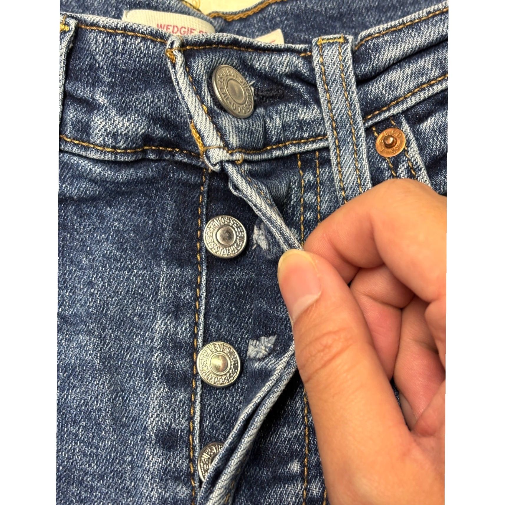 Levi's VINTAGE Levi Strauss Wedgie Straight Jeans Distressed Medium Wash Women's 25 Size 42" / US 20 - 3 Thumbnail
