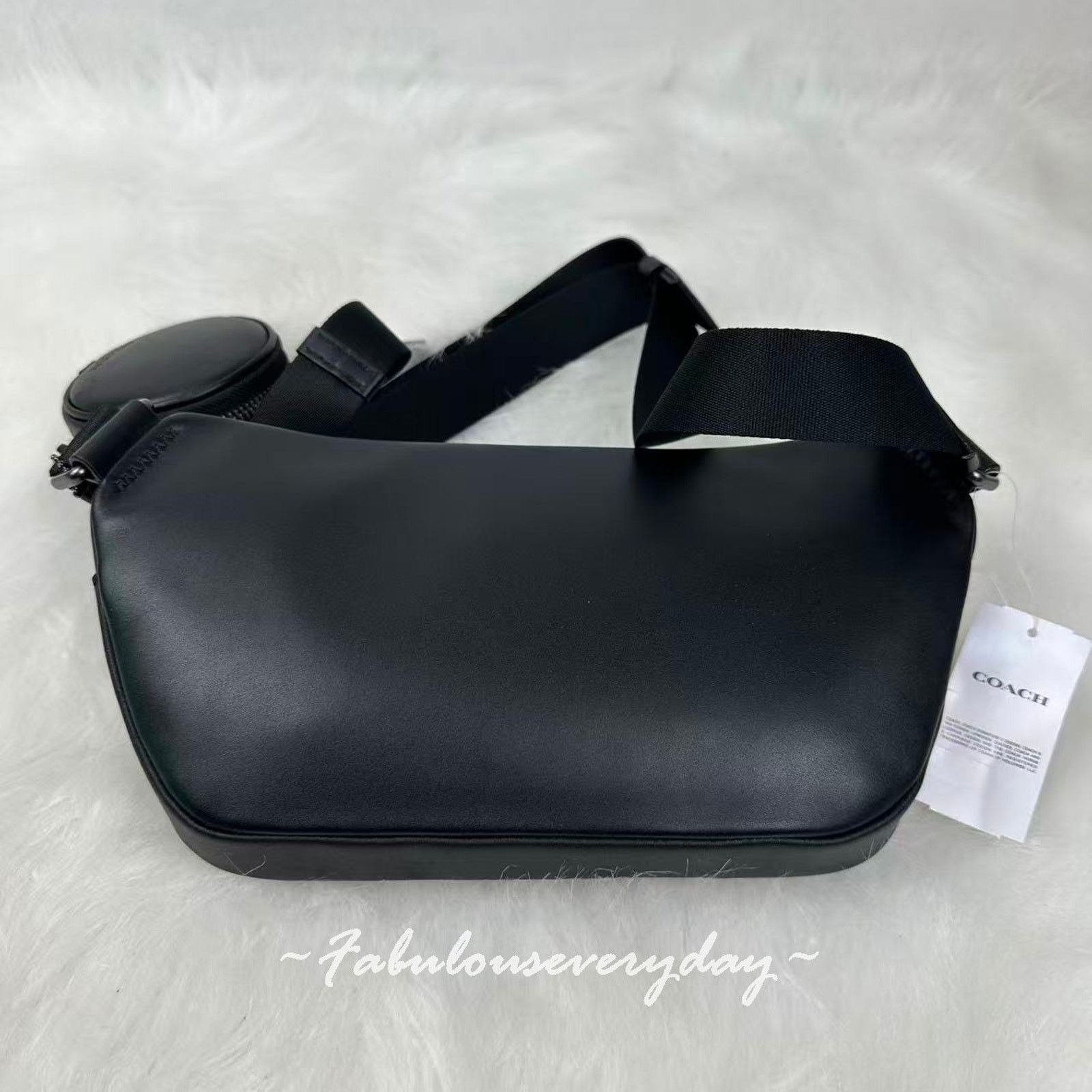 Coach Coach Men's Elias Belt Signature Canvas/QB/Charcoal/Black Size ONE SIZE - 4 Thumbnail