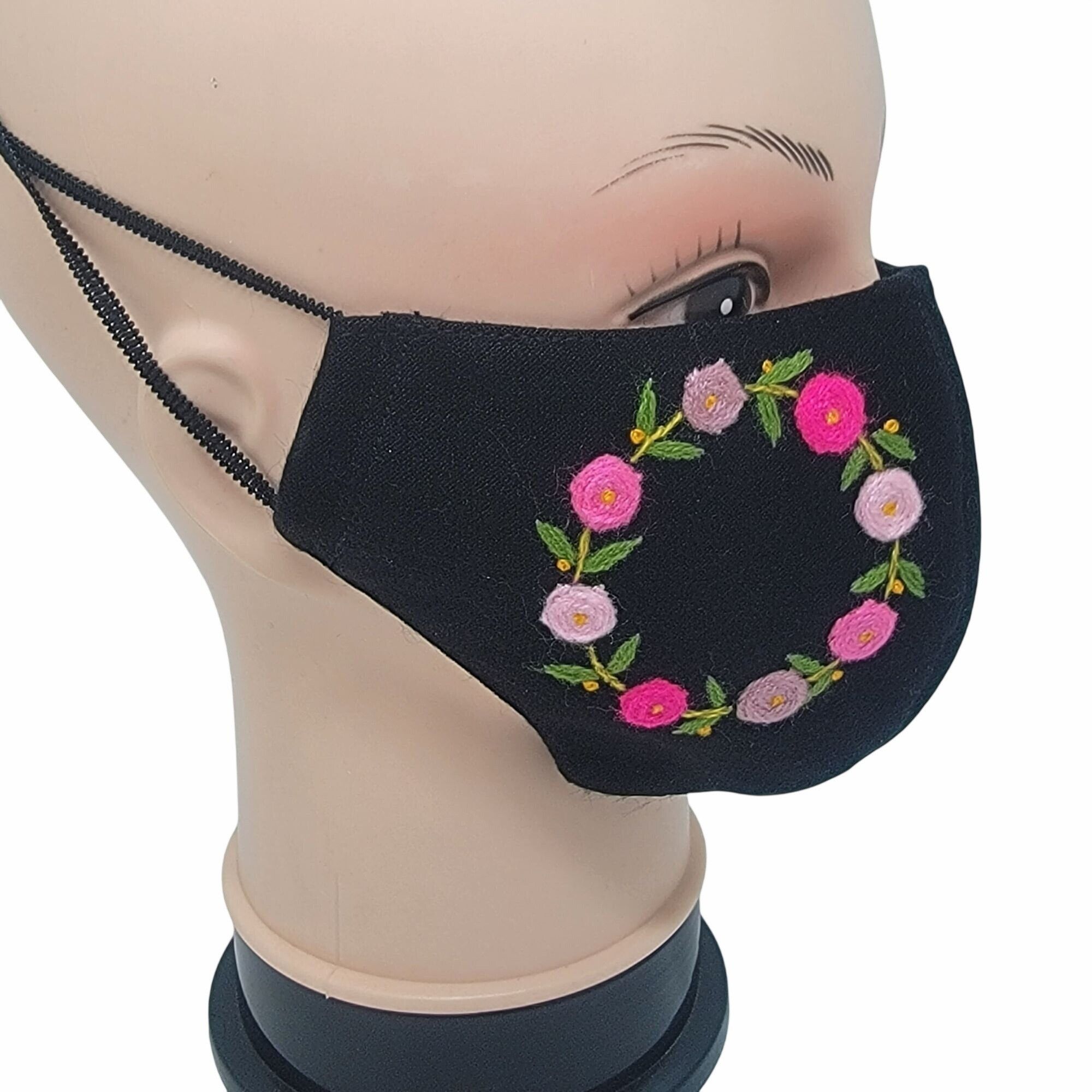 Other New Floral Cloth Face Mask Embroidered Flowers Reusable Brea Size ONE SIZE - 2 Thumbnail