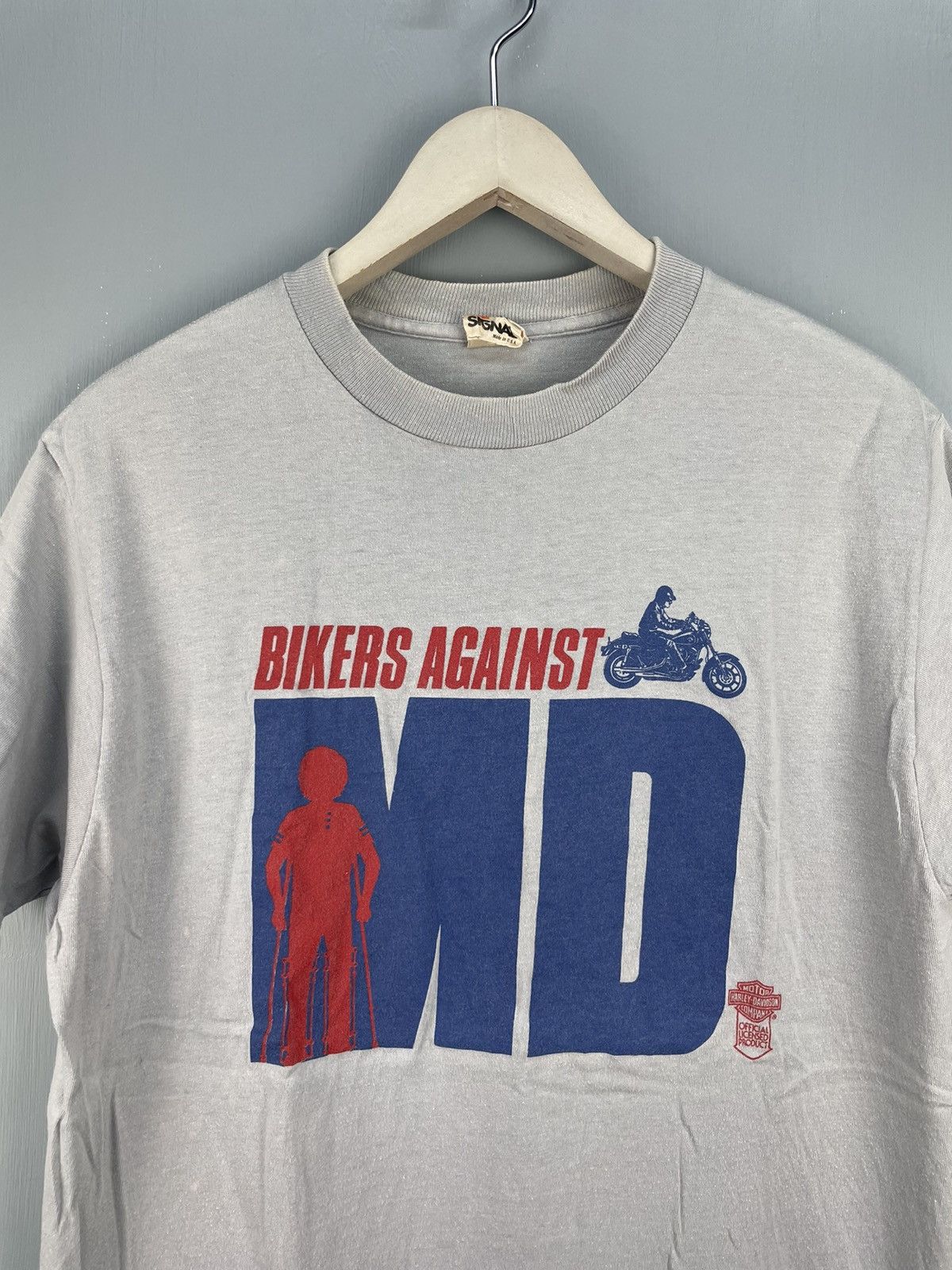 Harley Davidson Vintage 80s Harley Davidson Biker Against MD t shirt Size US L / EU 52-54 / 3 - 3 Thumbnail