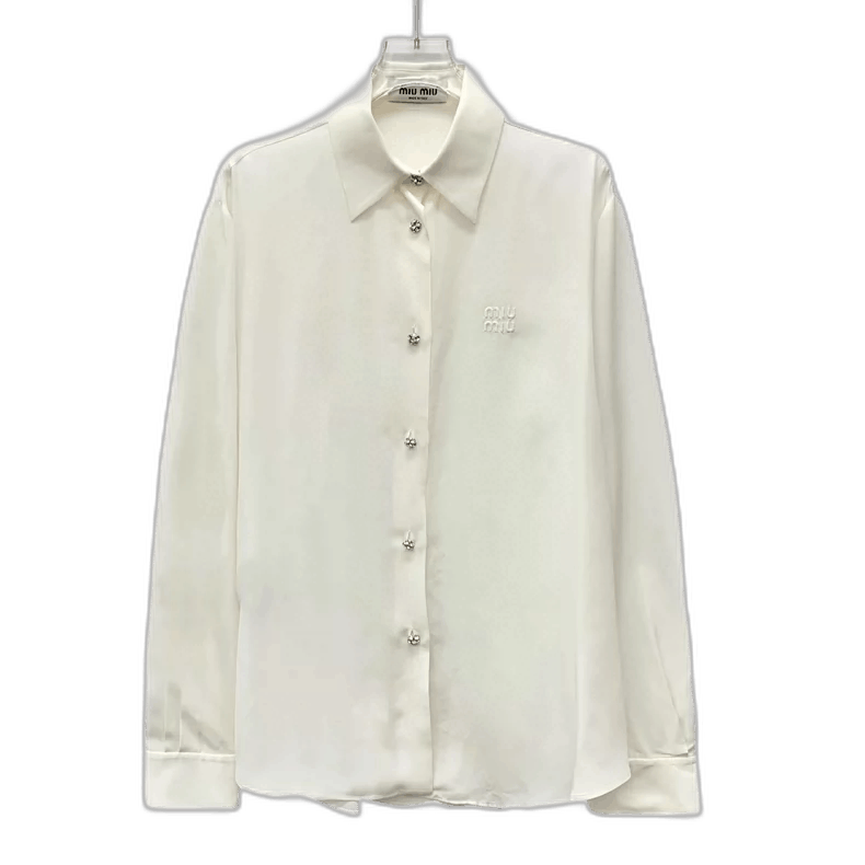 Miu Miu Miu Miu Embroidered Silk Long Sleeve Shirt Size S / US 4 / IT 40 - 1 Thumbnail