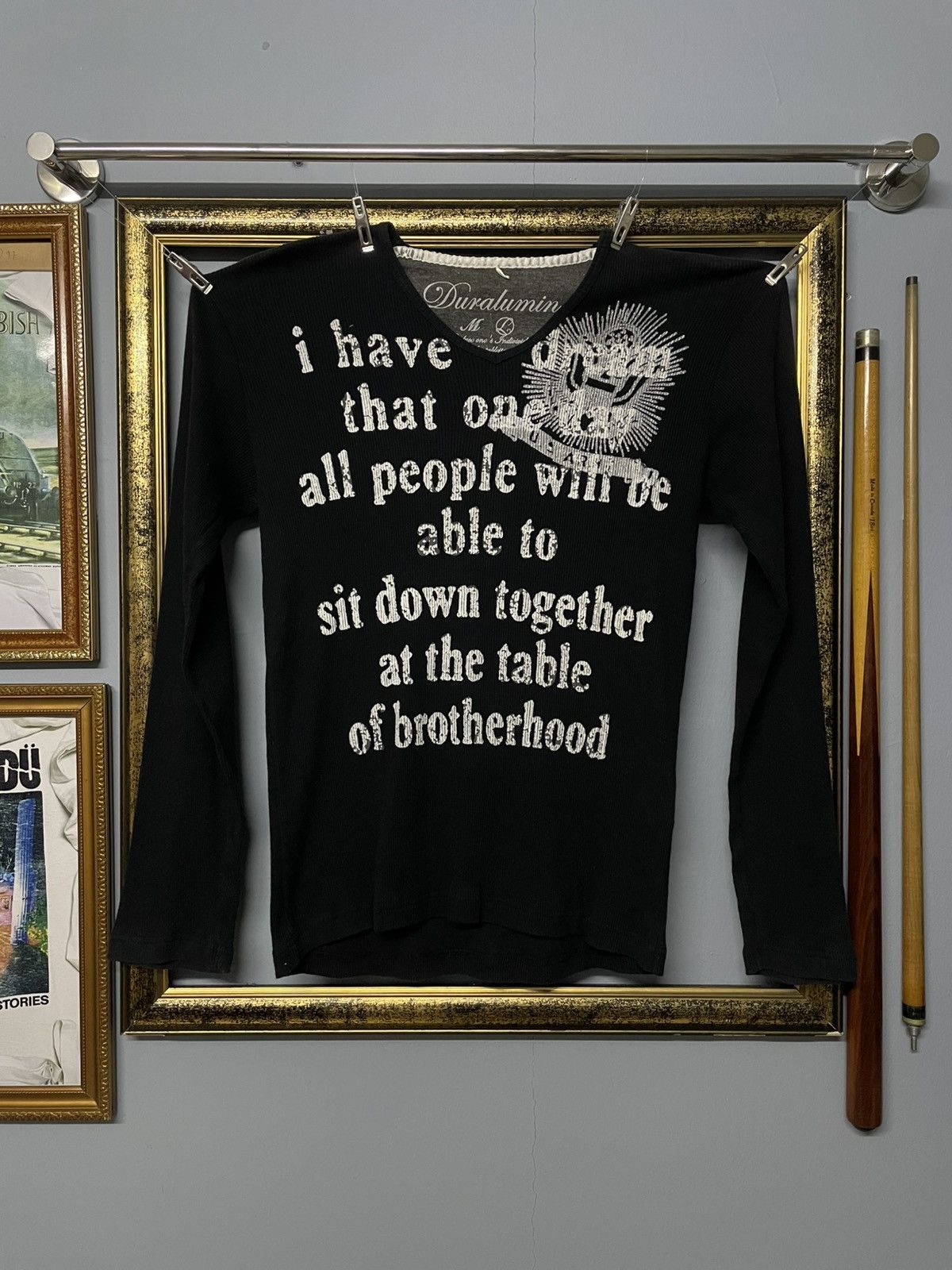 Designer × Japanese Brand × Vintage Vintage 1990s Japan Duralumin Poem Brotherhood Thermal Black Size US S / EU 44-46 / 1 - 1 Thumbnail